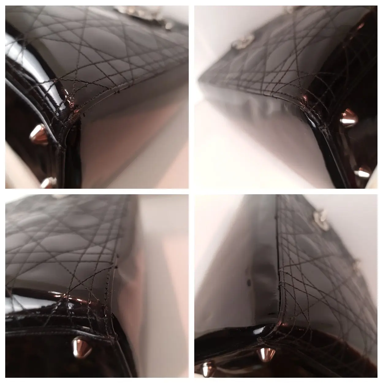 Christian Dior Black Cannage Patent Leather Large Lady Dior Bag (771) - Image 6