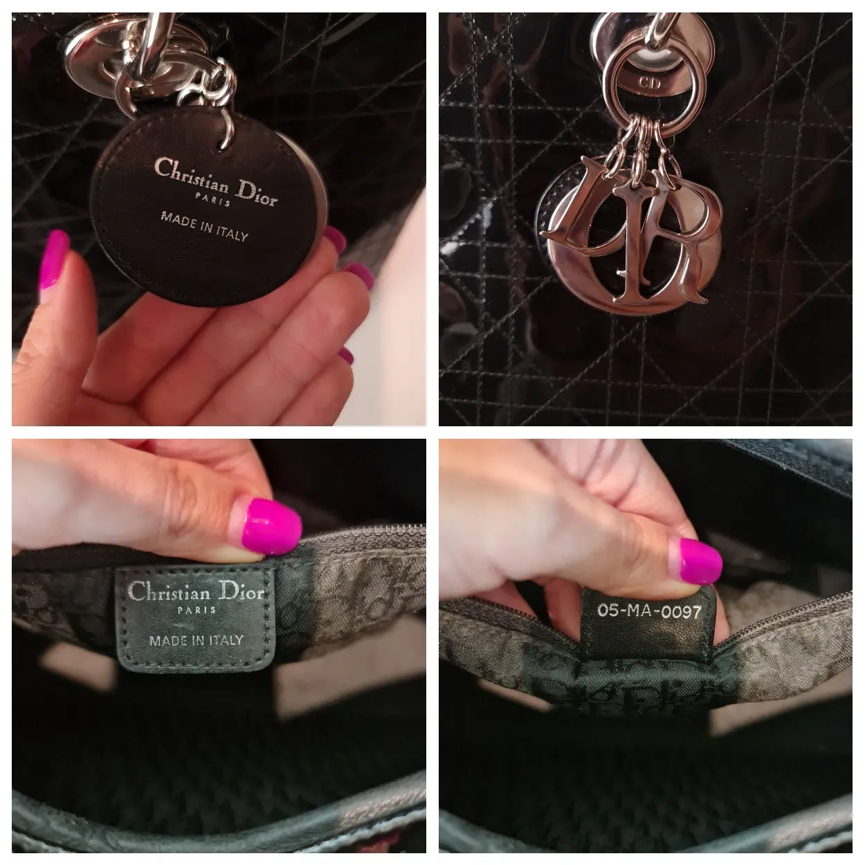 Christian Dior Black Cannage Patent Leather Large Lady Dior Bag (771) - Image 8