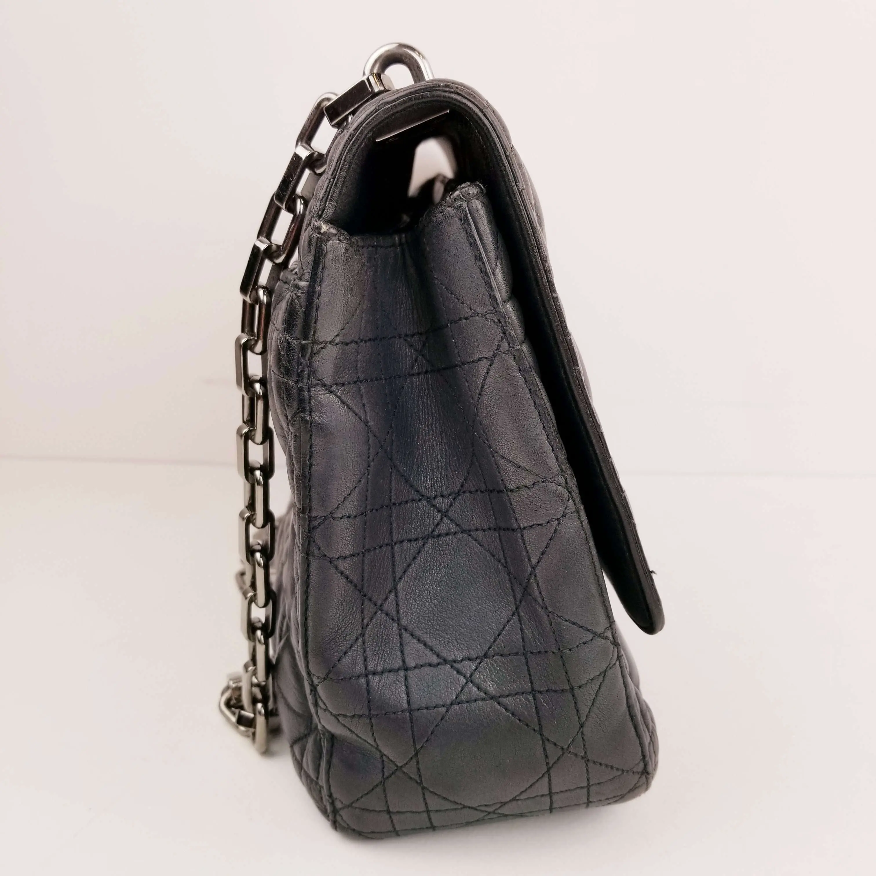 Christian Dior Black Cannage Quilted Lambskin Leather Miss Dior Large Flap Bag - Image 6