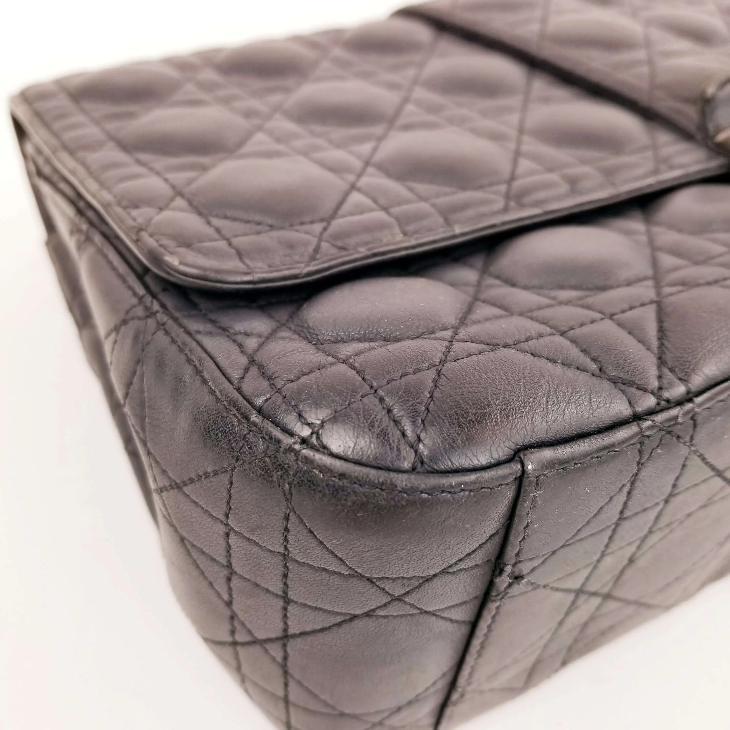 Christian Dior Black Cannage Quilted Lambskin Leather Miss Dior Large Flap Bag - Image 8