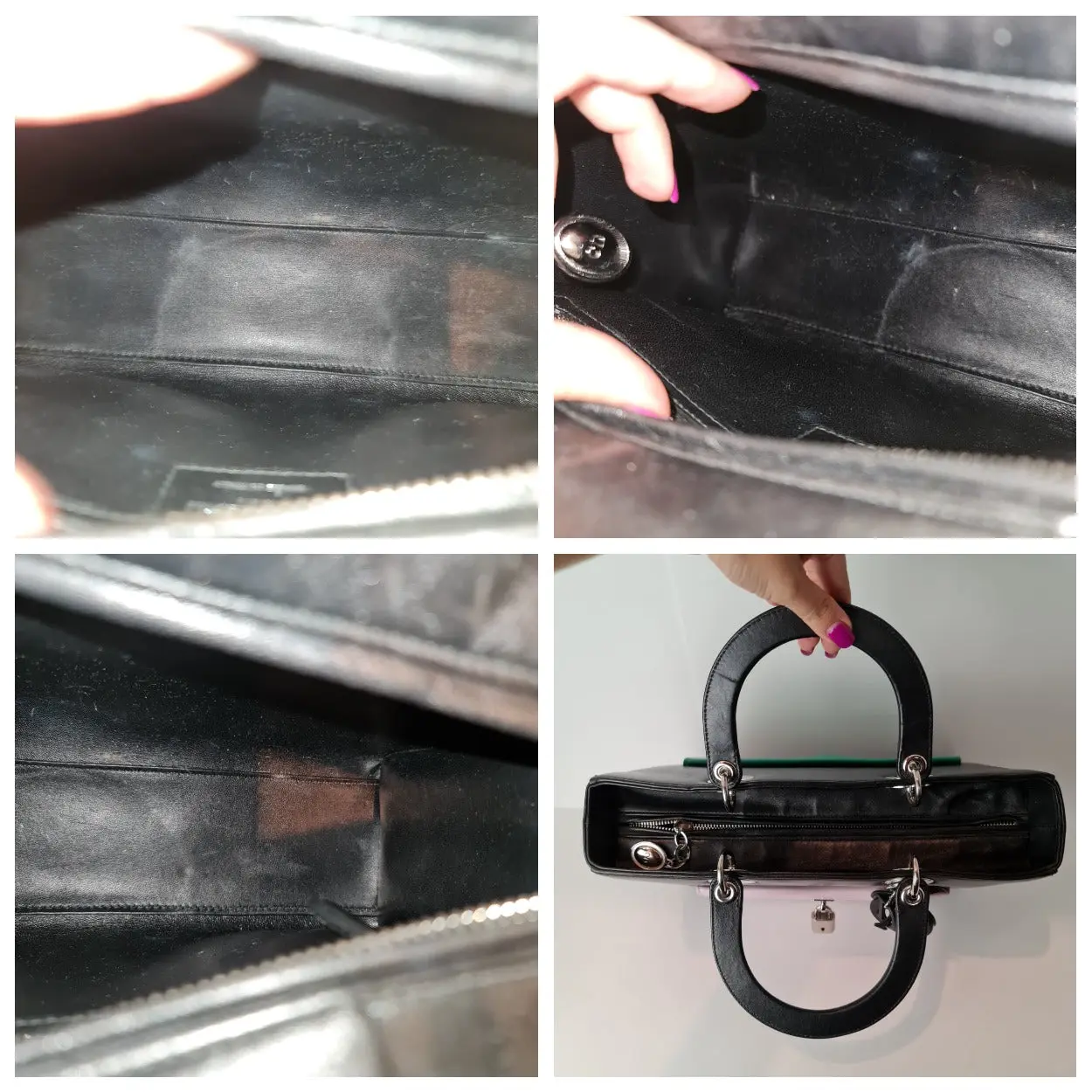 Christian Dior Black Lambskin Large Lady Dior Pockets Shoulder Bag (759) - Image 10