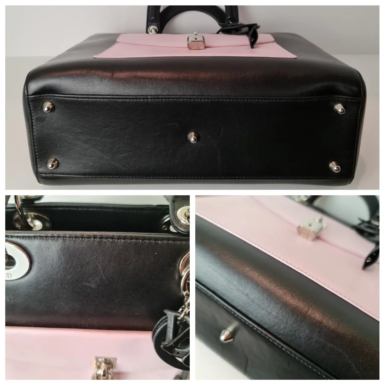 Christian Dior Black Lambskin Large Lady Dior Pockets Shoulder Bag (759) - Image 11