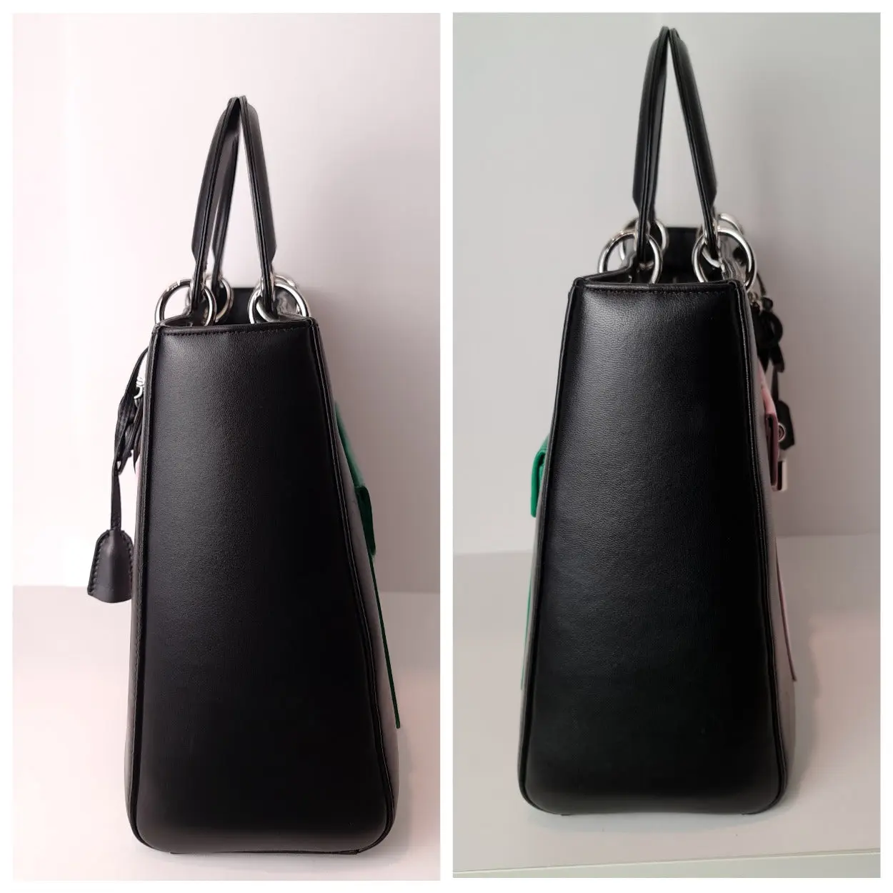 Christian Dior Black Lambskin Large Lady Dior Pockets Shoulder Bag (759) - Image 12