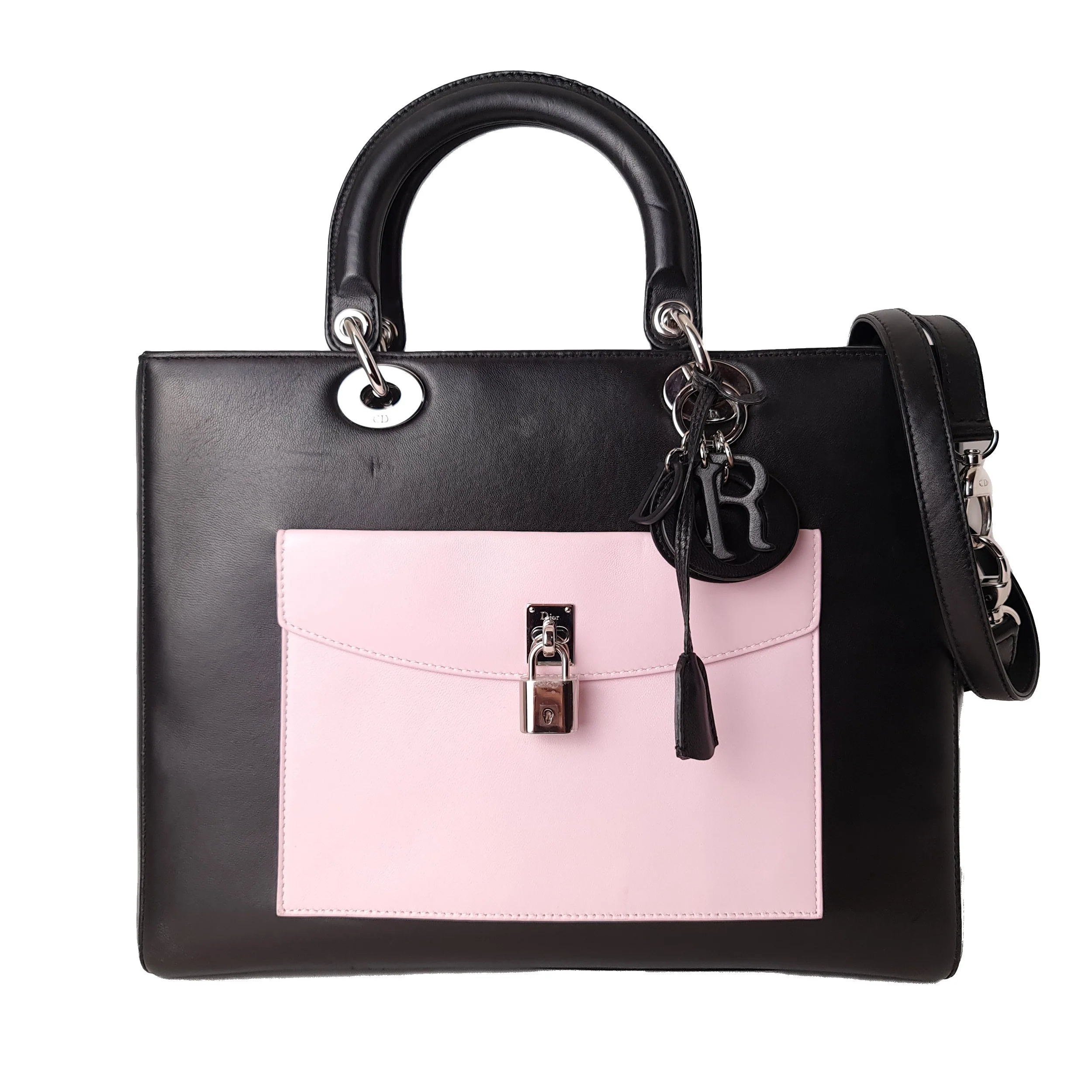 Christian Dior Black Lambskin Large Lady Dior Pockets Shoulder Bag (759) - Image 4