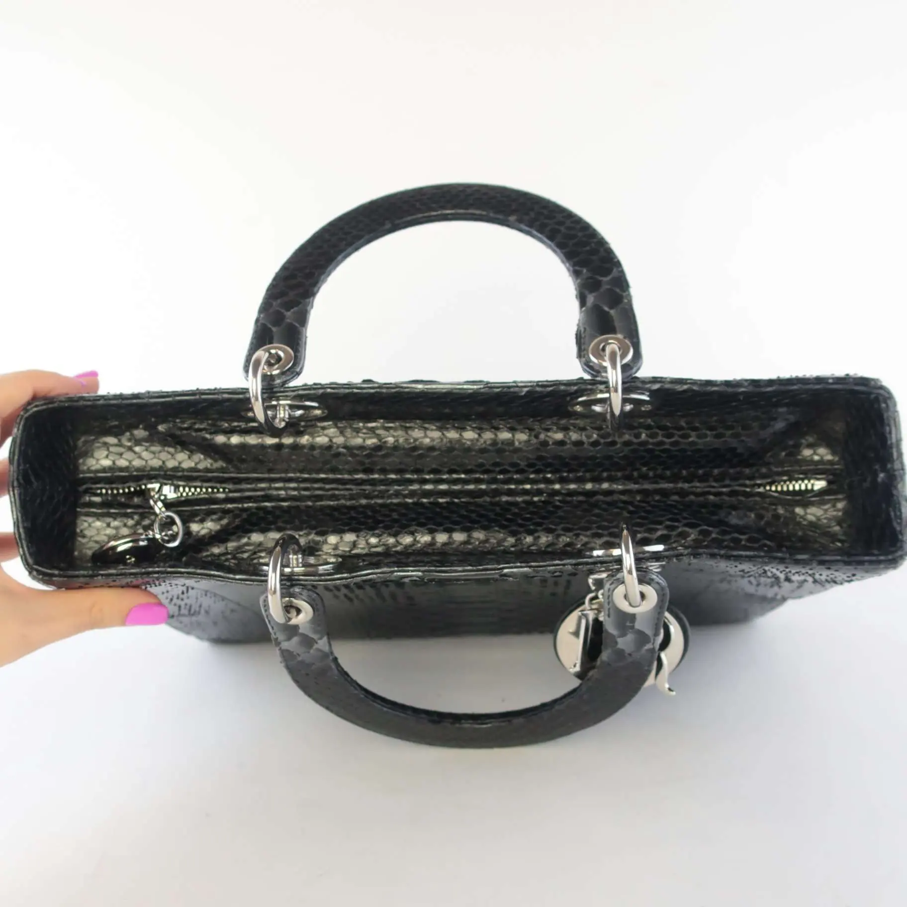 Christian Dior Black Python Large Lady Dior Bag - Image 11