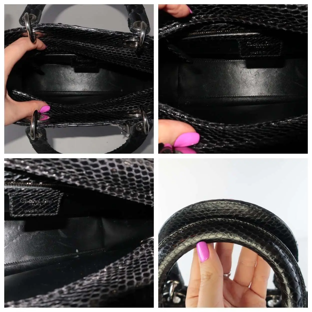 Christian Dior Black Python Large Lady Dior Bag - Image 13