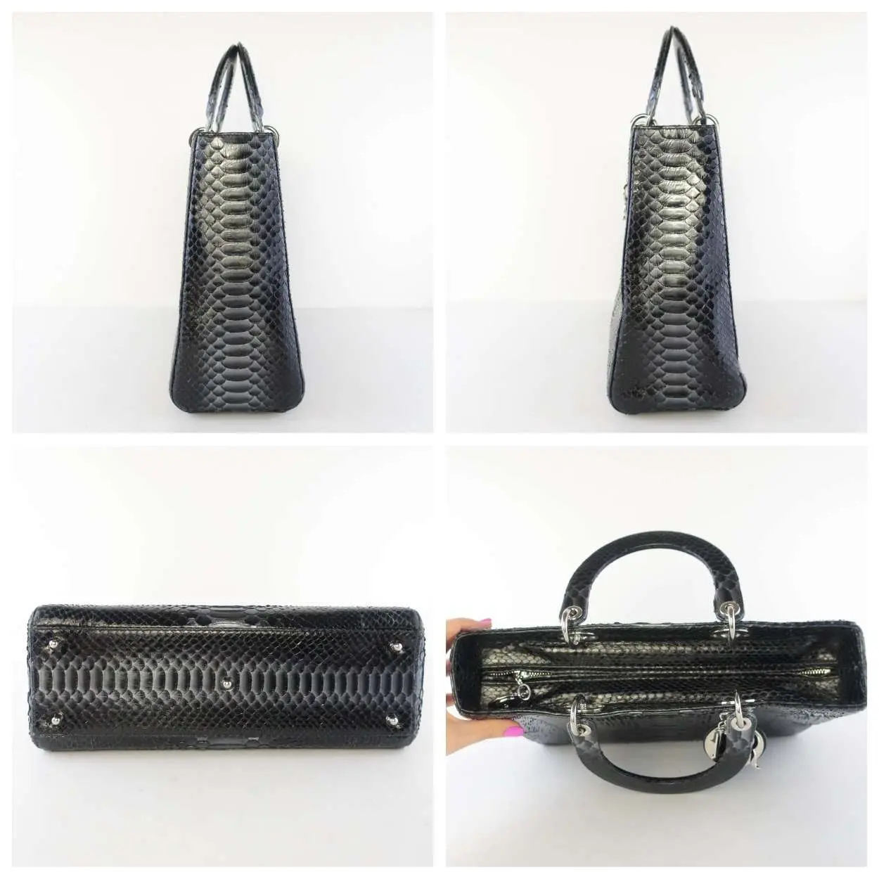 Christian Dior Black Python Large Lady Dior Bag - Image 15