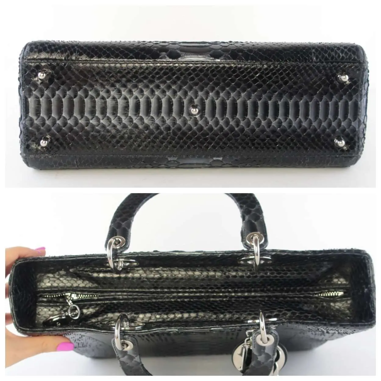 Christian Dior Black Python Large Lady Dior Bag - Image 18