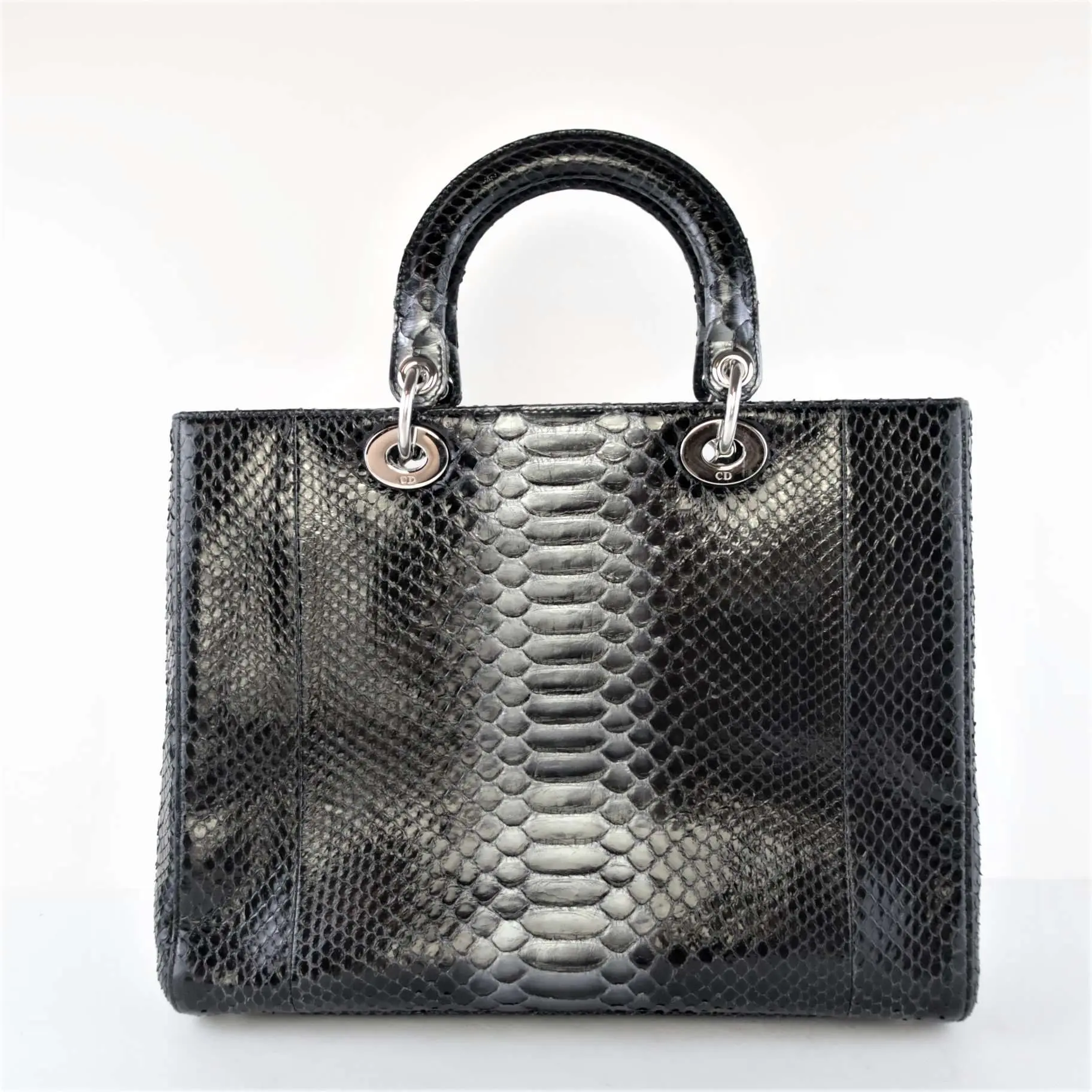 Christian Dior Black Python Large Lady Dior Bag - Image 5