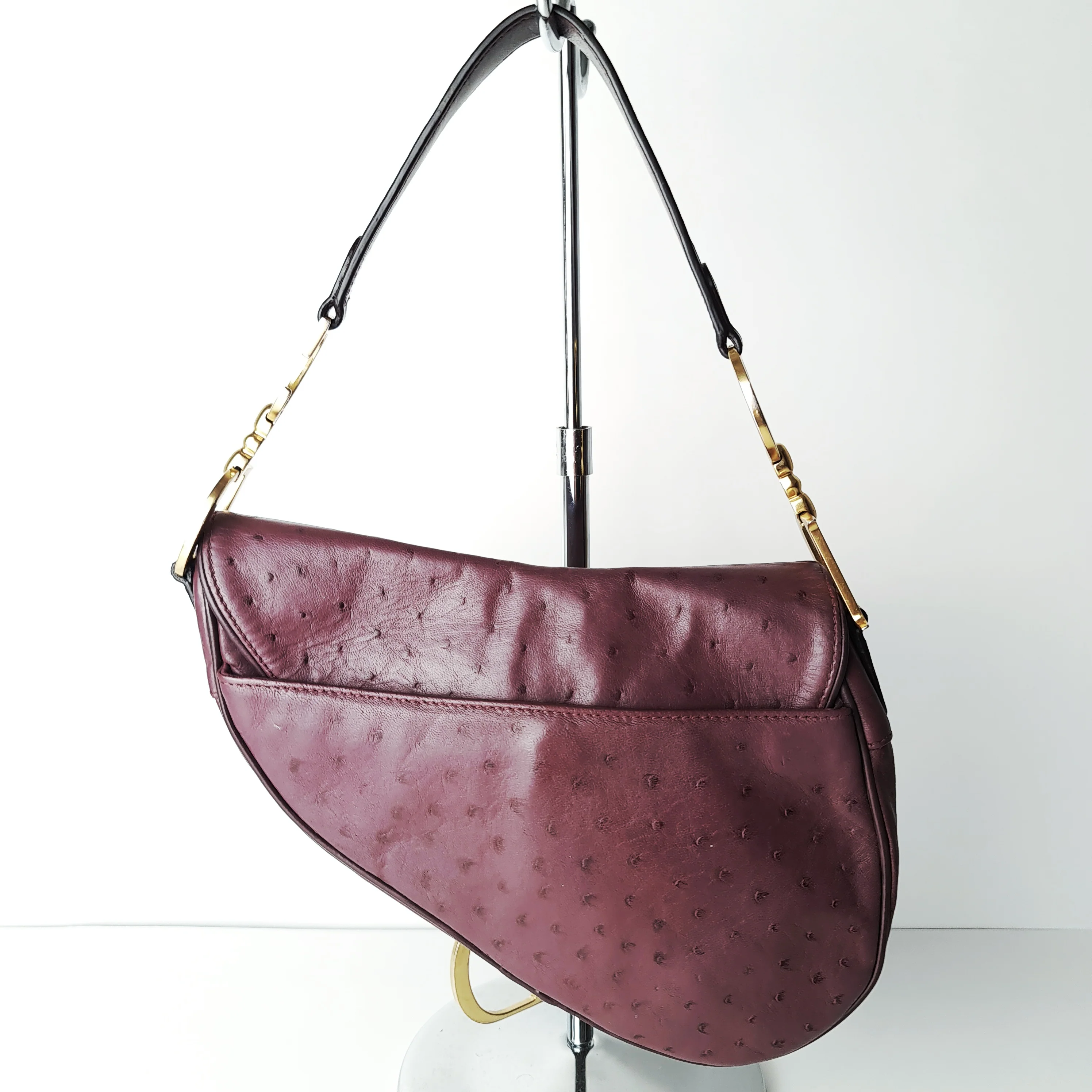 Christian Dior Violet Ostrich Leather Shoulder Bag (749) - Image 3