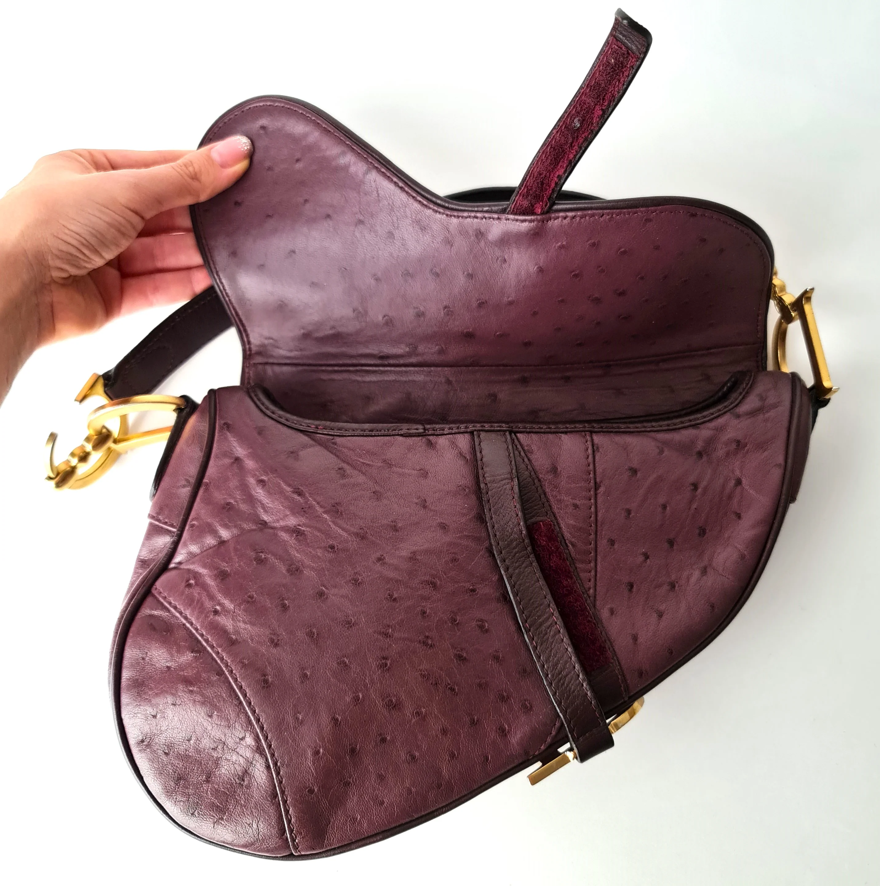Christian Dior Violet Ostrich Leather Shoulder Bag (749) - Image 4
