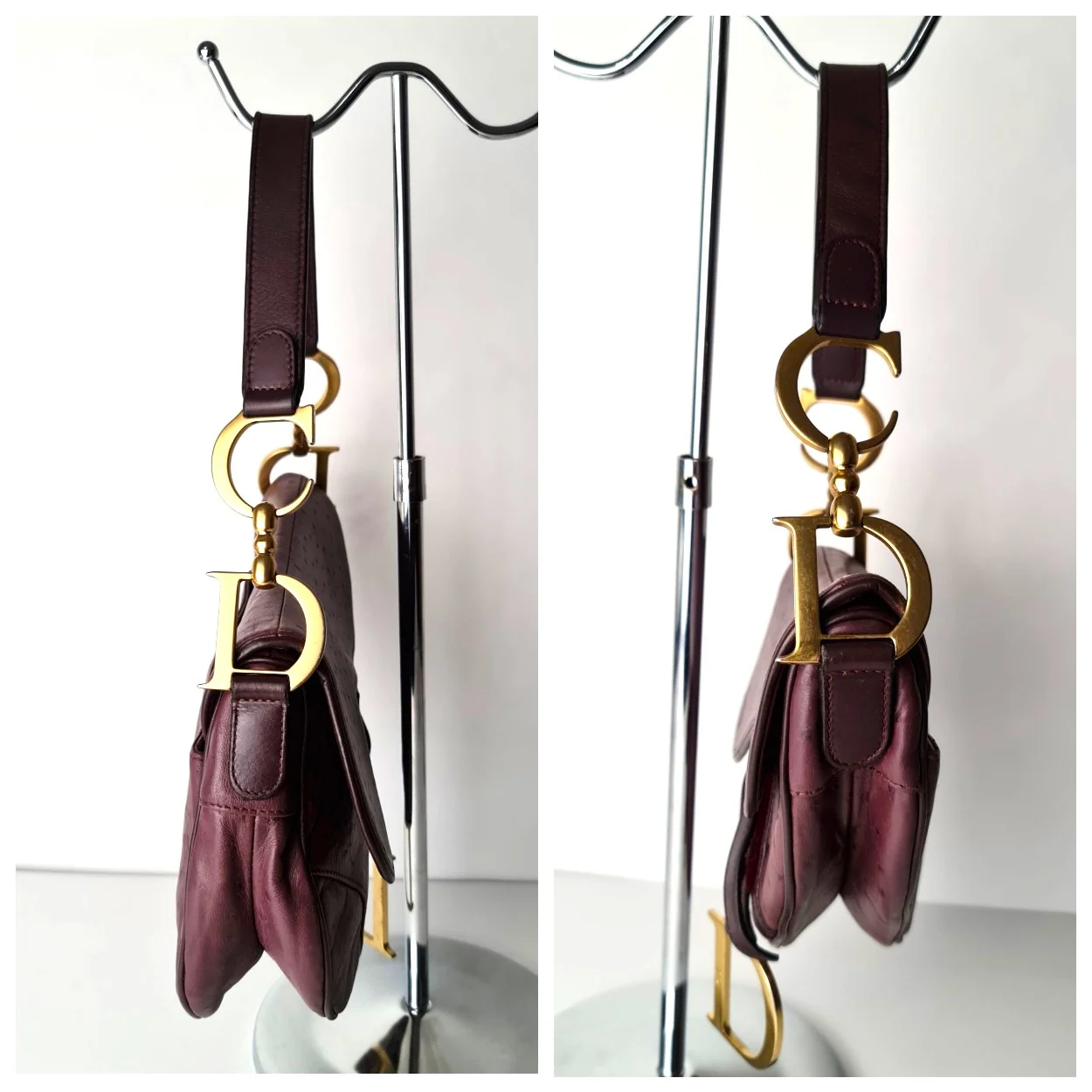 Christian Dior Violet Ostrich Leather Shoulder Bag (749) - Image 5