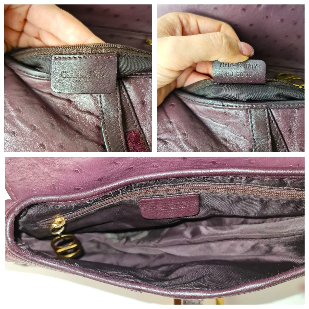 Christian Dior Violet Ostrich Leather Shoulder Bag (749) - Image 6