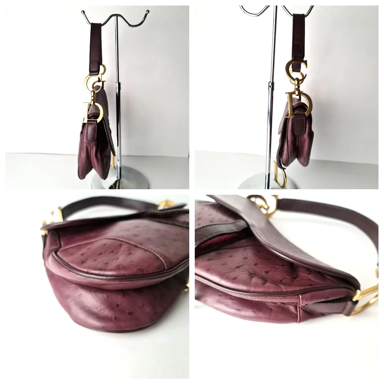 Christian Dior Violet Ostrich Leather Shoulder Bag (749) - Image 7