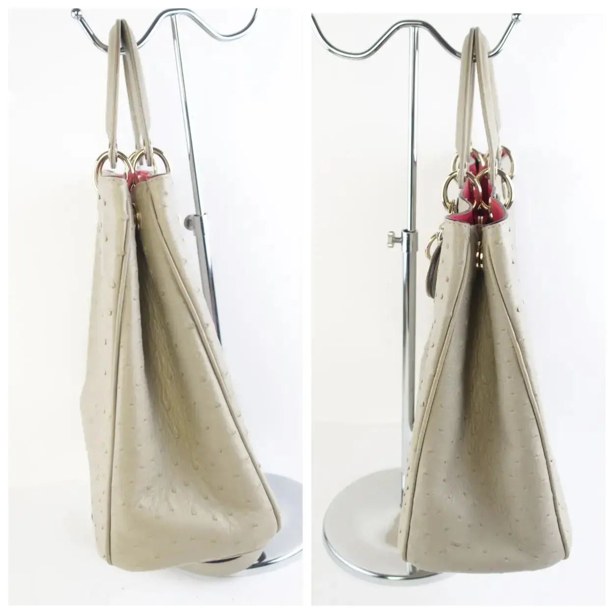 Dior Large Beige Ostrich Diorissimo Tote Bag - Image 16