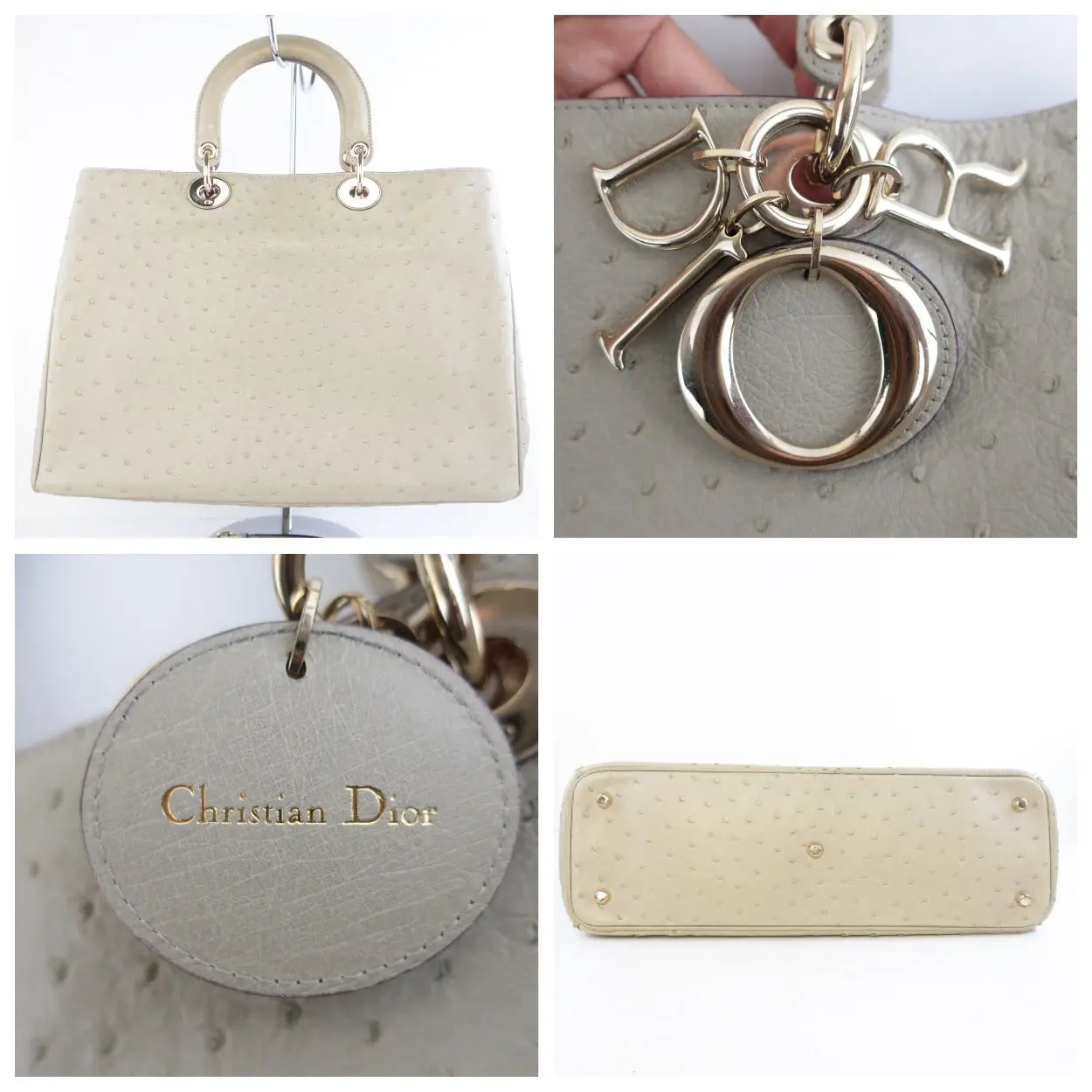 Dior Large Beige Ostrich Diorissimo Tote Bag - Image 19