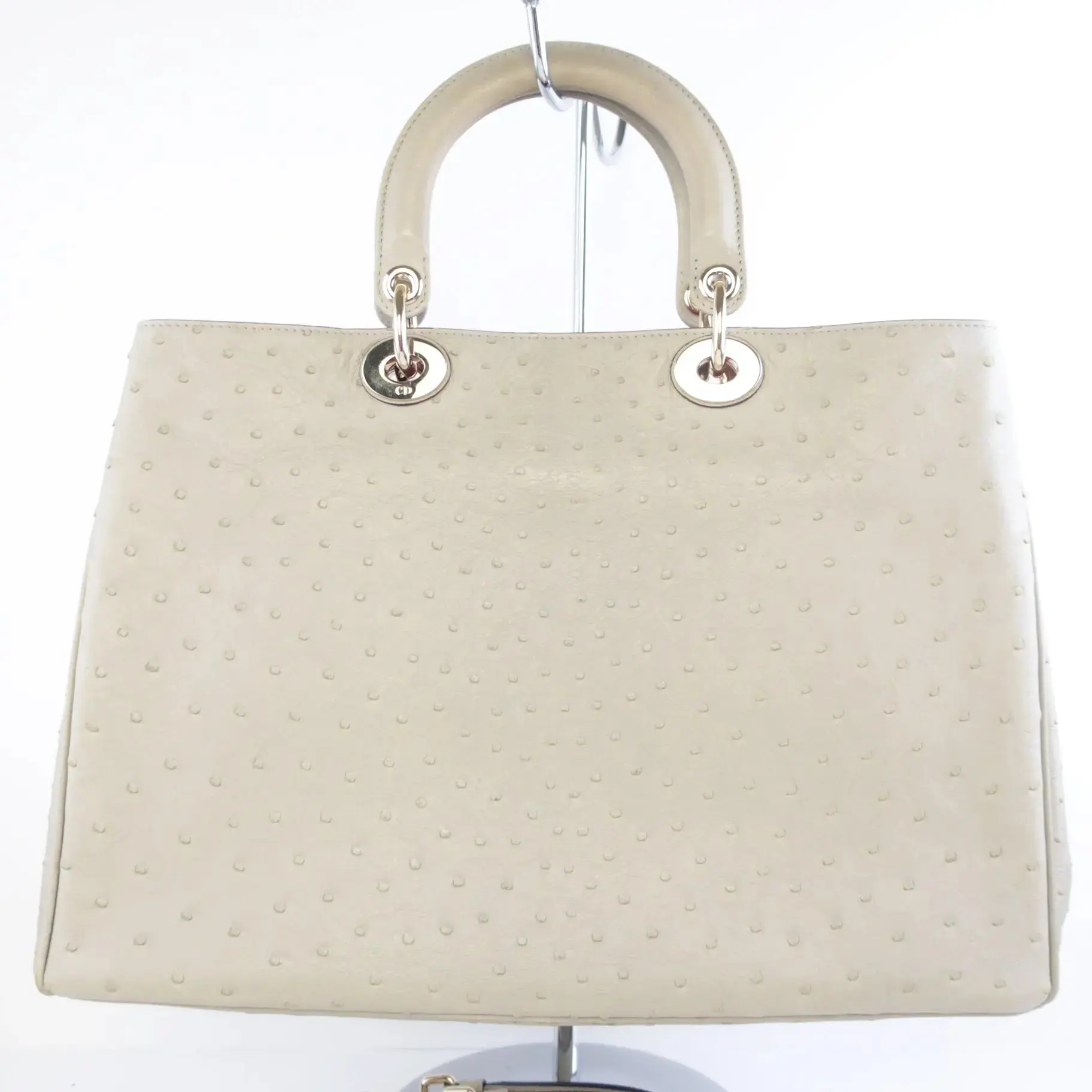 Dior Large Beige Ostrich Diorissimo Tote Bag - Image 4