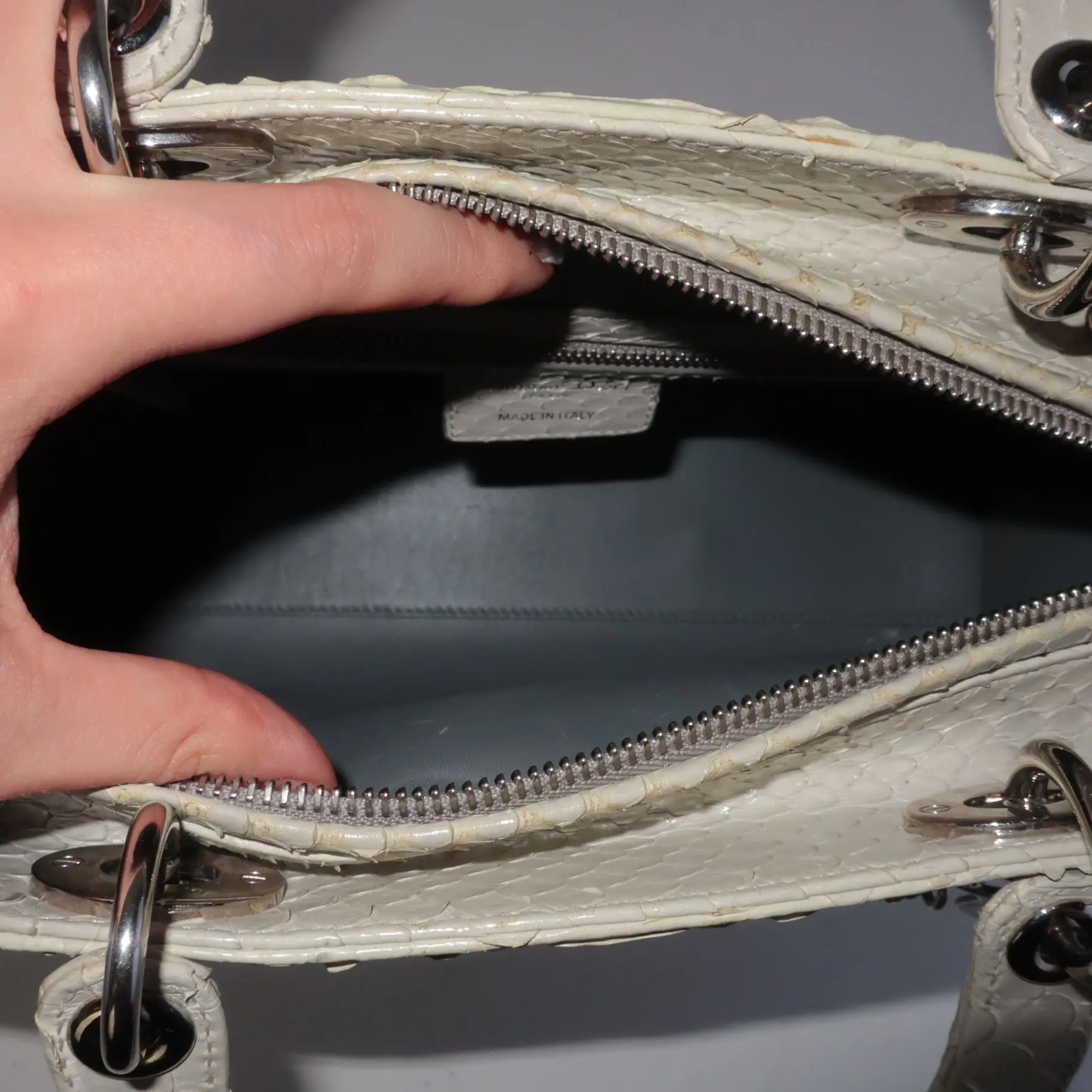 Dior Beige Python Large Lady Dior Shoulder Bag - Image 10