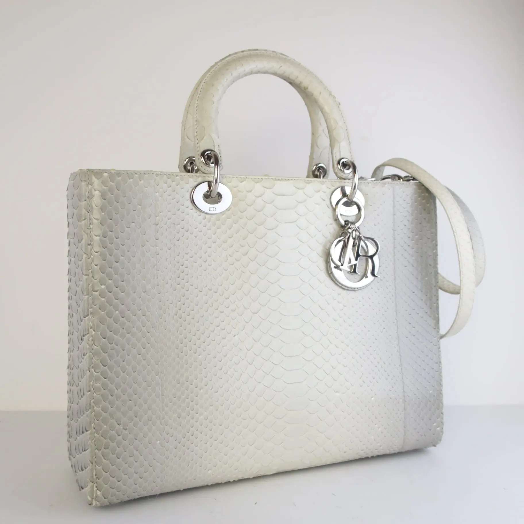 Dior Beige Python Large Lady Dior Shoulder Bag - Image 5