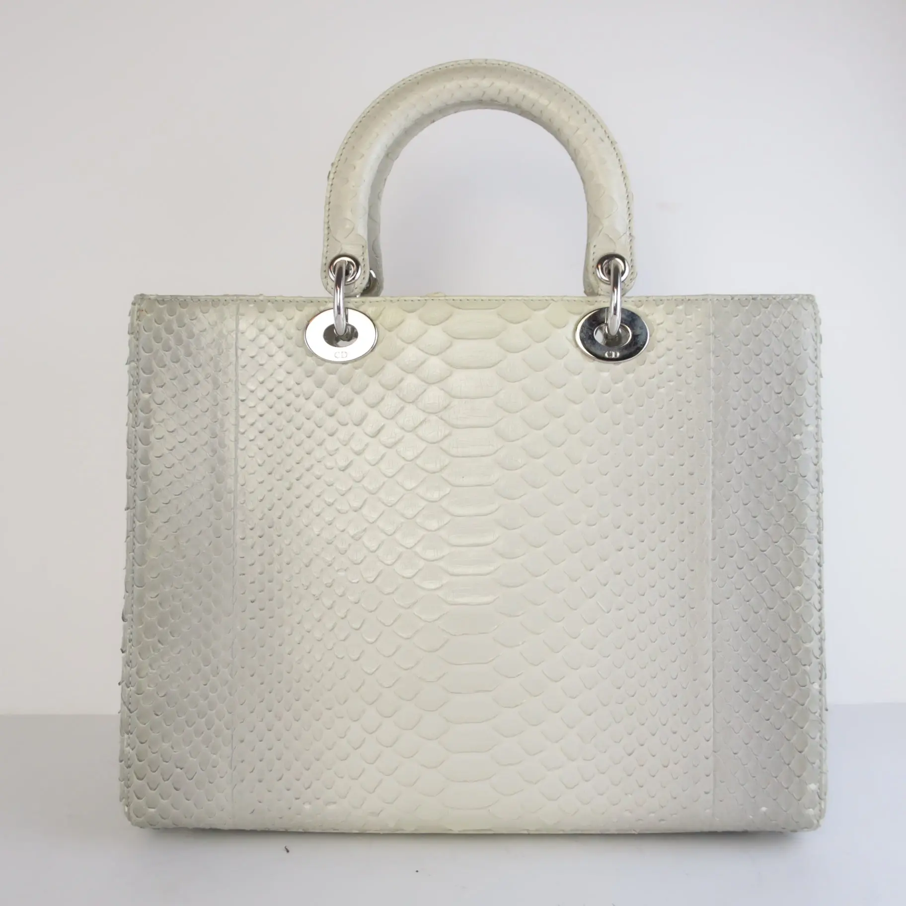 Dior Beige Python Large Lady Dior Shoulder Bag - Image 6