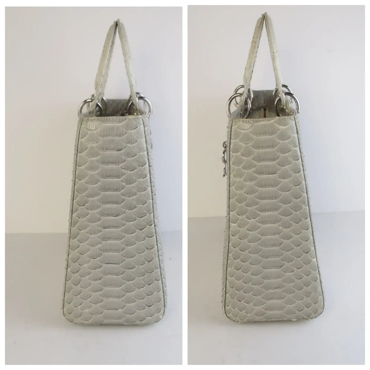 Dior Beige Python Large Lady Dior Shoulder Bag - Image 7