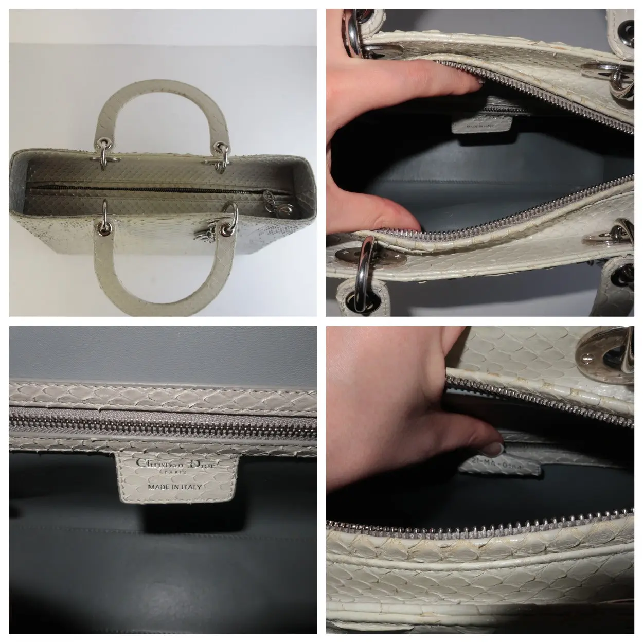 Dior Beige Python Large Lady Dior Shoulder Bag - Image 9
