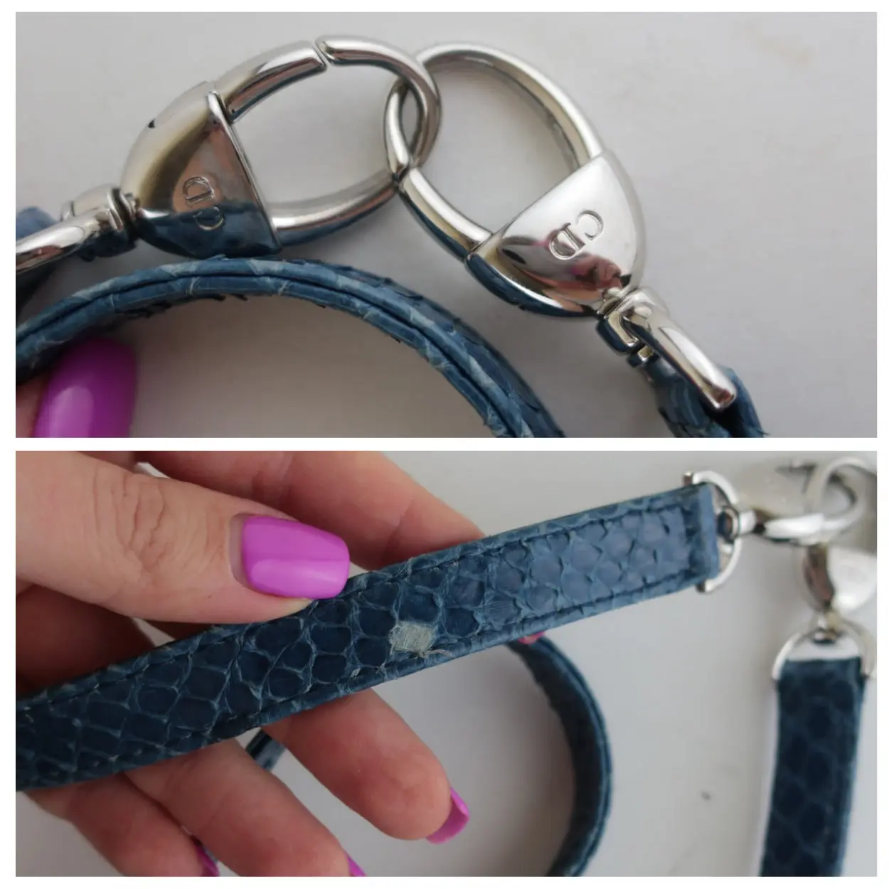 Dior Blue Python Lady Dior Large Shoulder Bag - Image 17