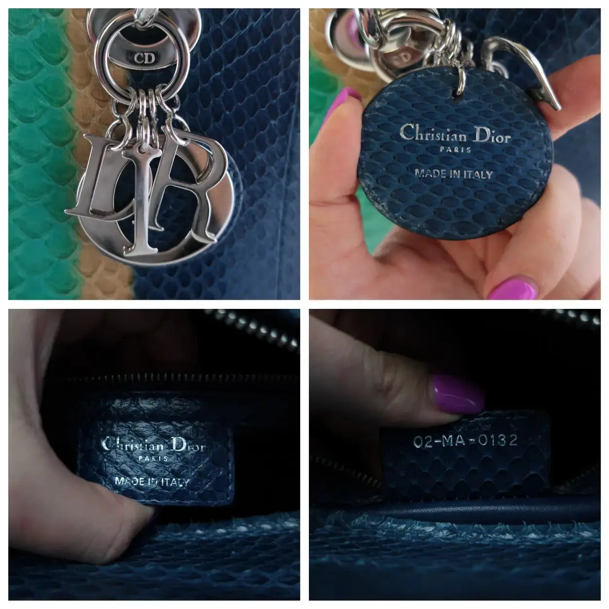 Dior Blue Python Lady Dior Large Shoulder Bag - Image 18