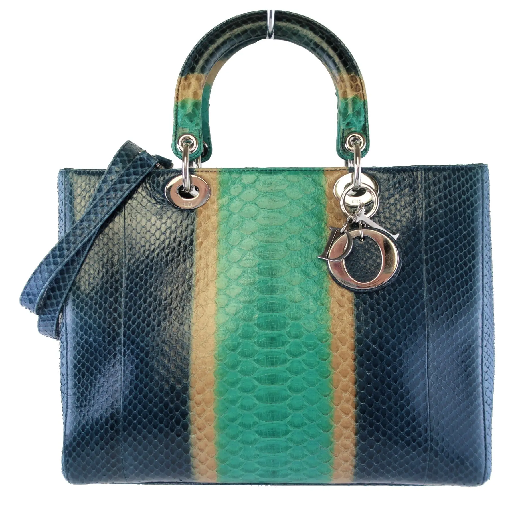 Dior Blue Python Lady Dior Large Shoulder Bag - Image 2