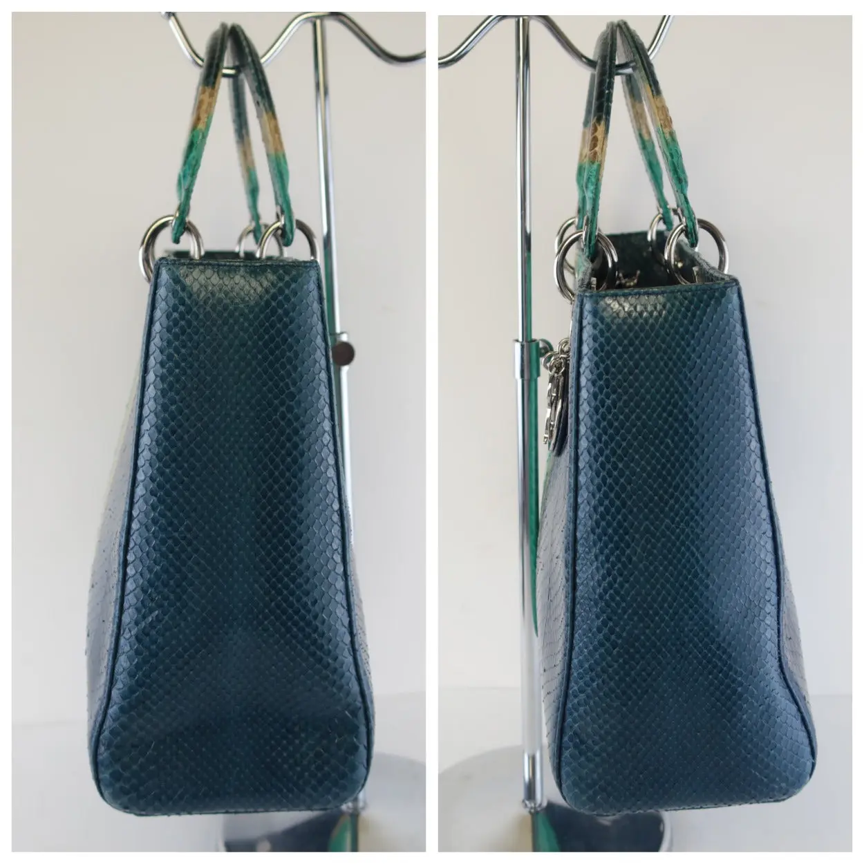 Dior Blue Python Lady Dior Large Shoulder Bag - Image 22