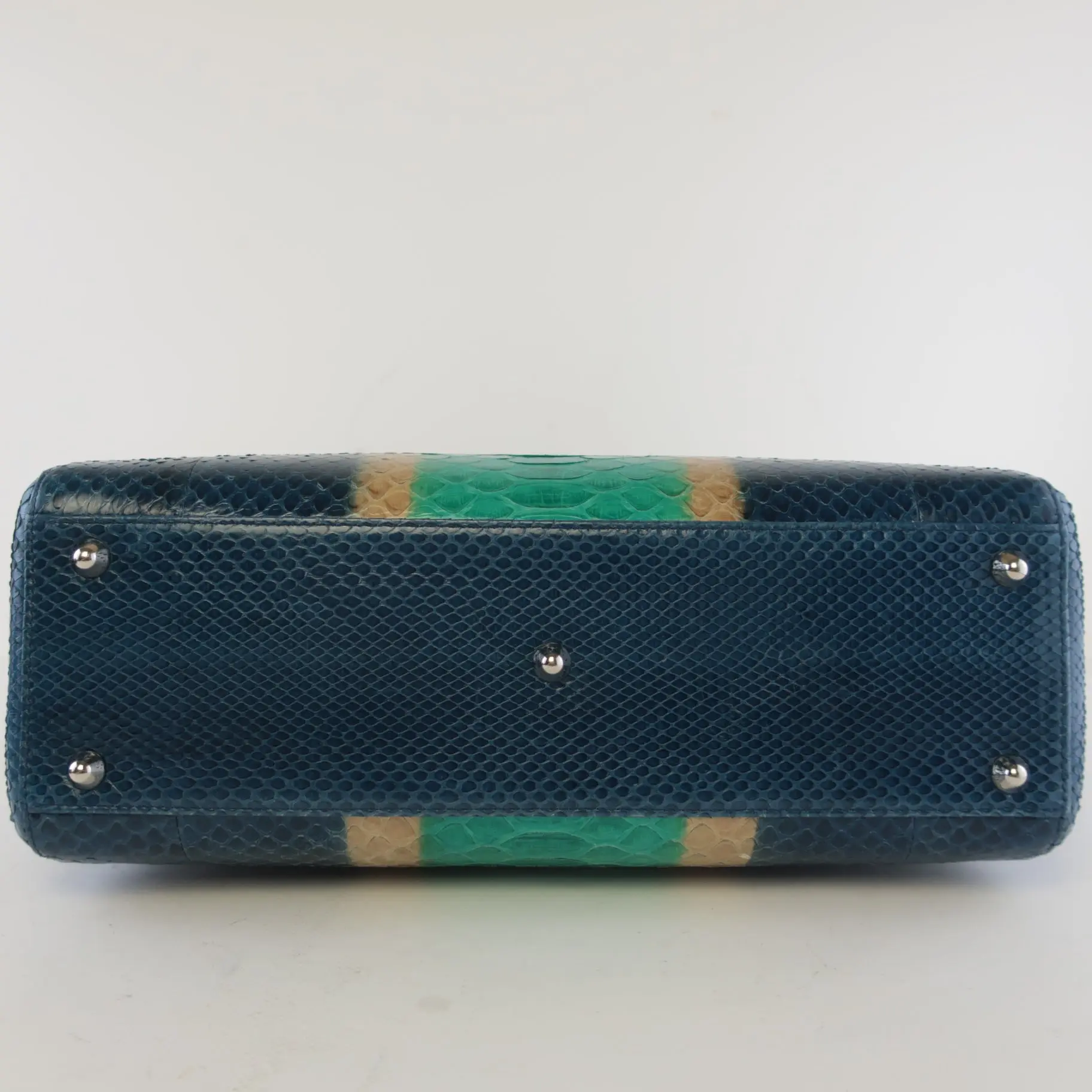Dior Blue Python Lady Dior Large Shoulder Bag - Image 9