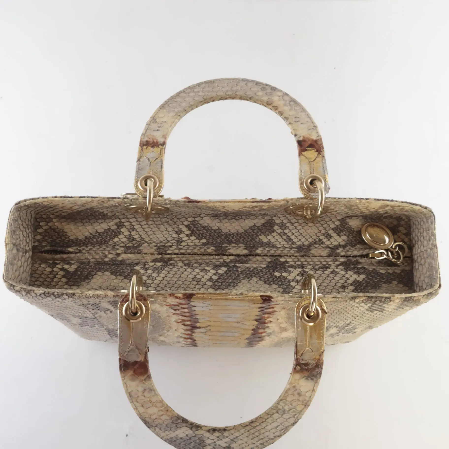 Dior Gold Python Lady Dior Large Shoulder Bag - Image 17