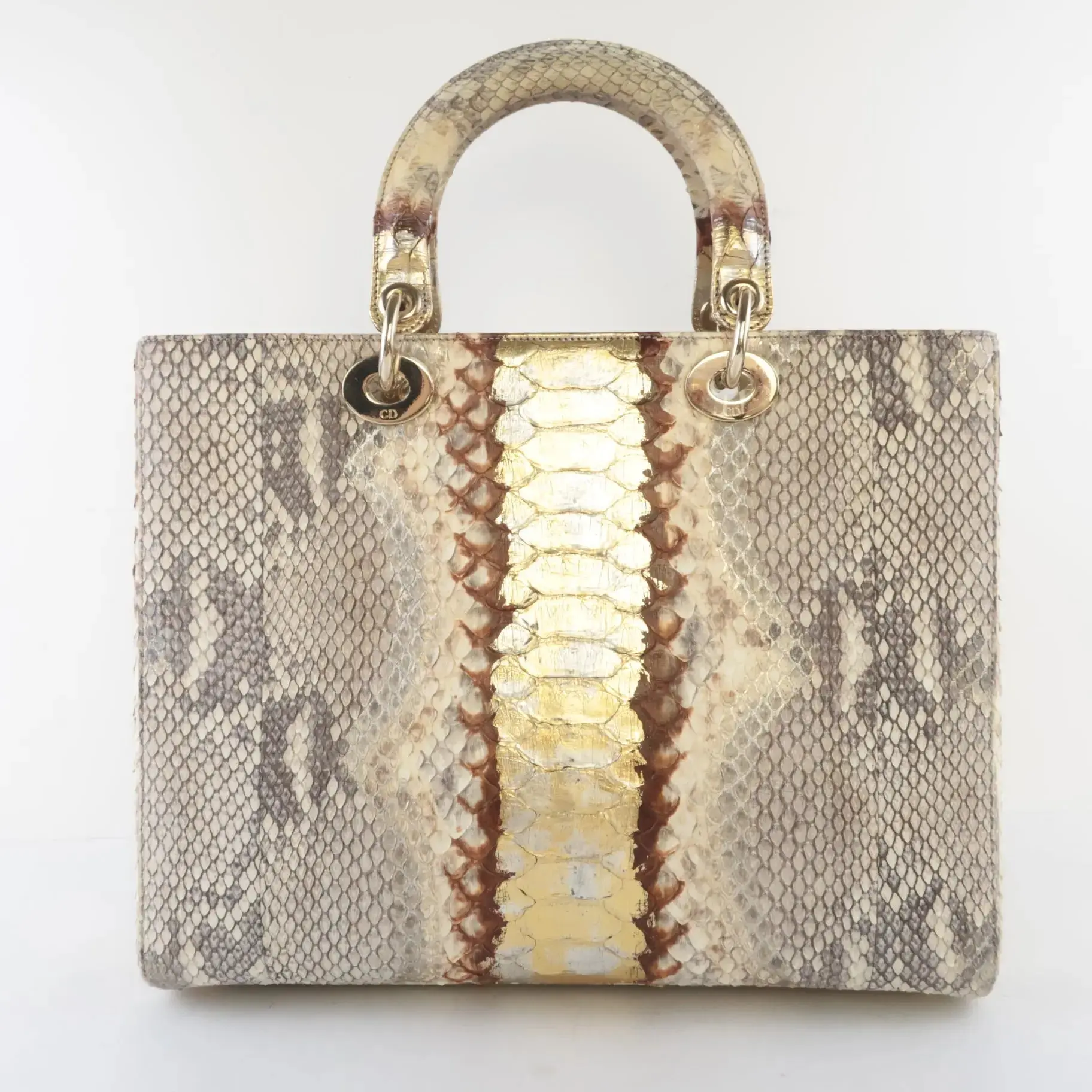 Dior Gold Python Lady Dior Large Shoulder Bag - Image 4