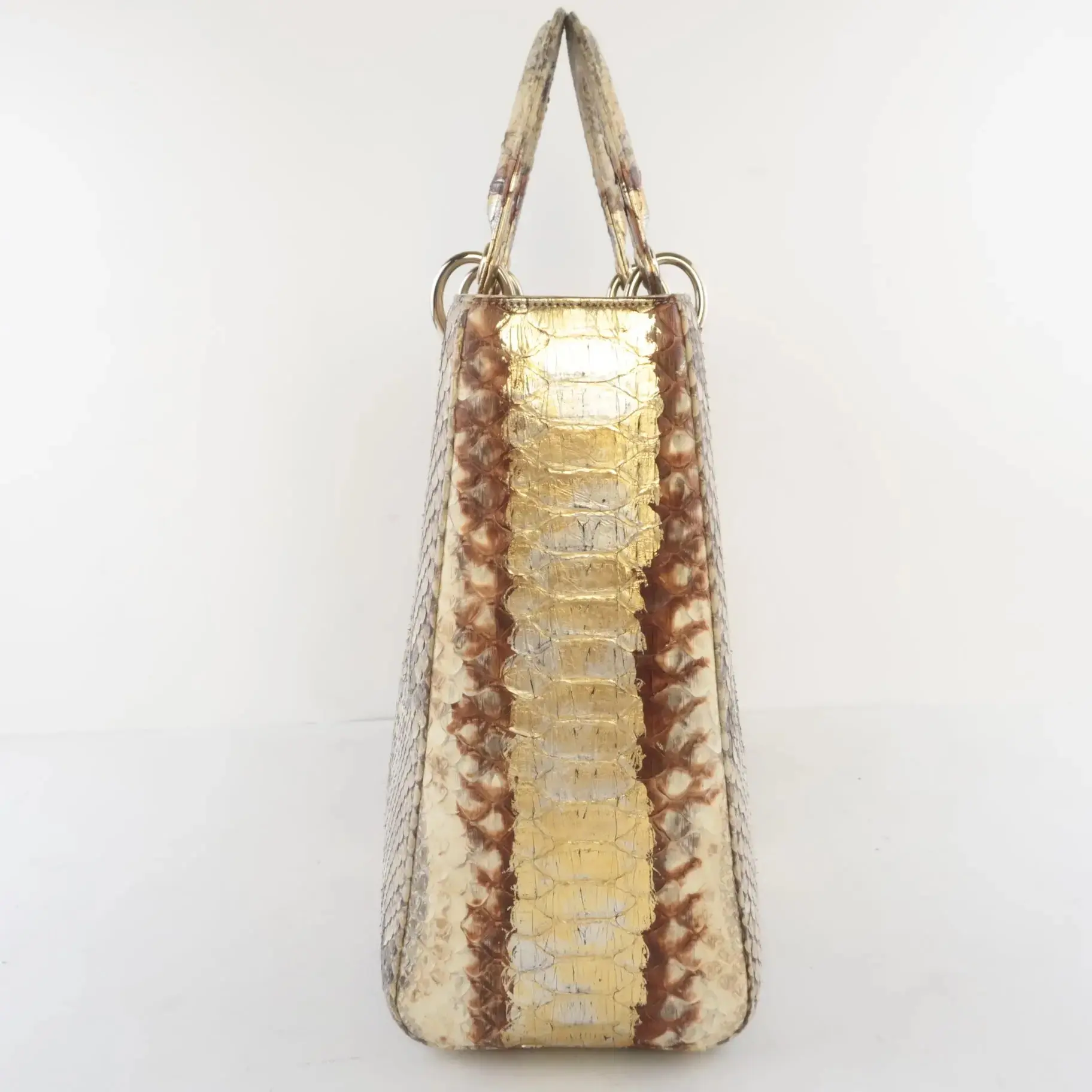 Dior Gold Python Lady Dior Large Shoulder Bag - Image 6