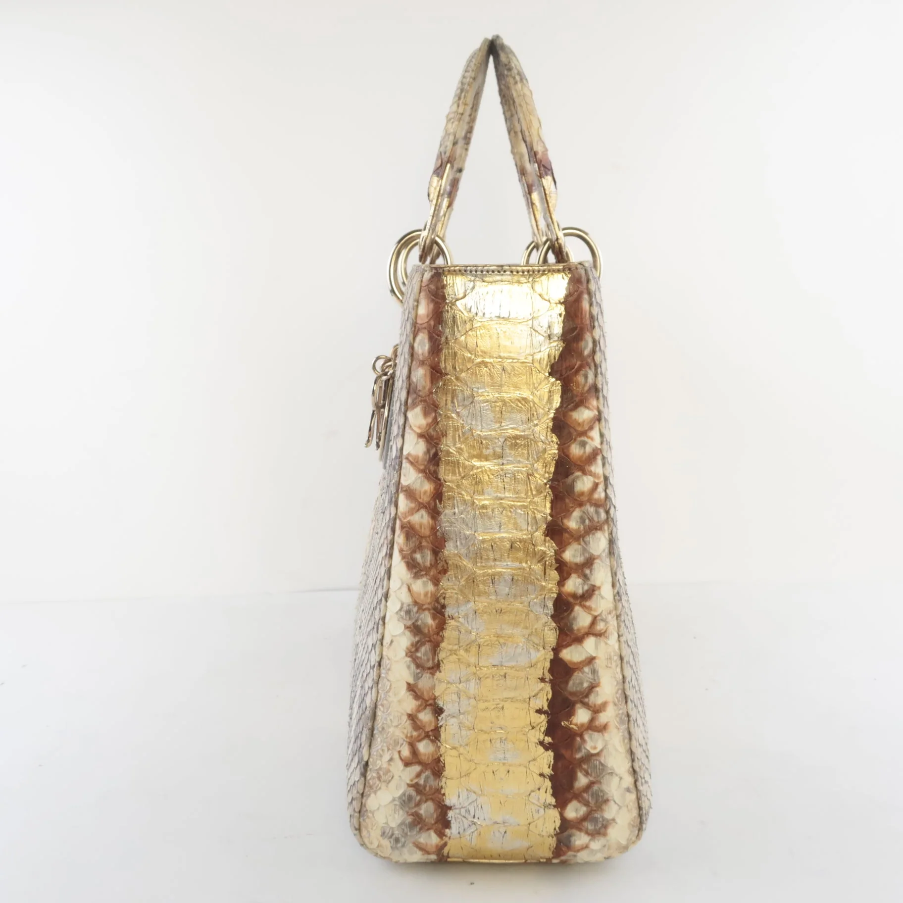 Dior Gold Python Lady Dior Large Shoulder Bag - Image 8