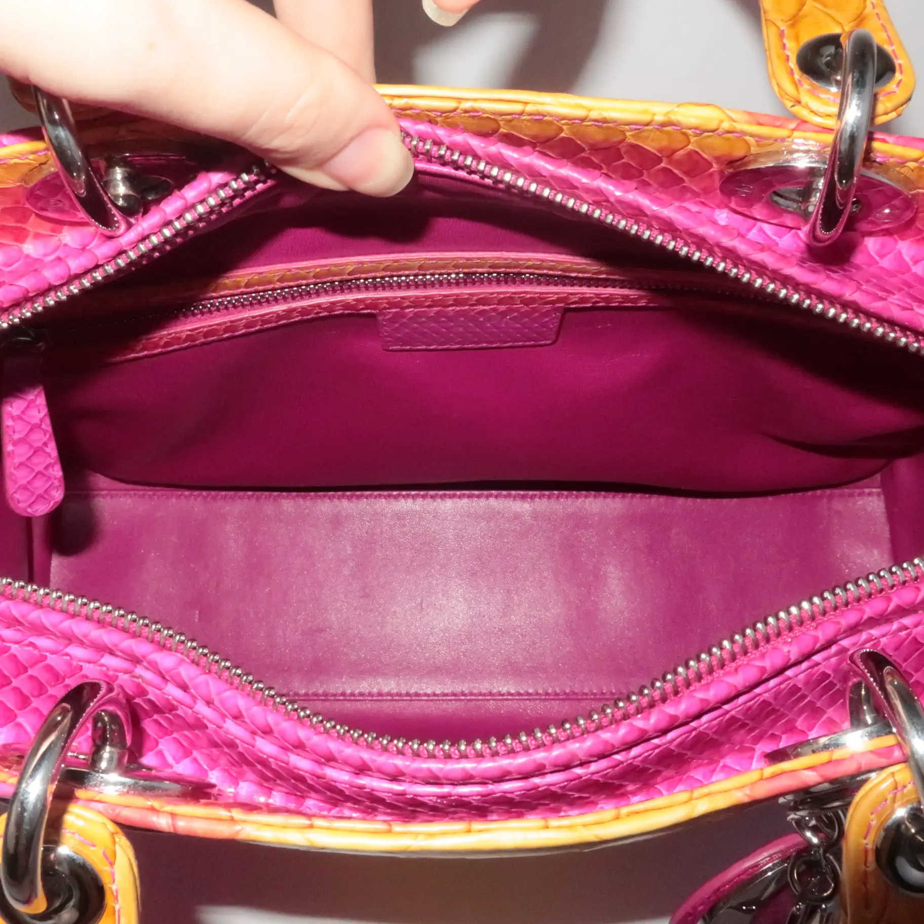 Dior Limited Edition Pink Python Lady Dior Large Shoulder Bag - Image 6
