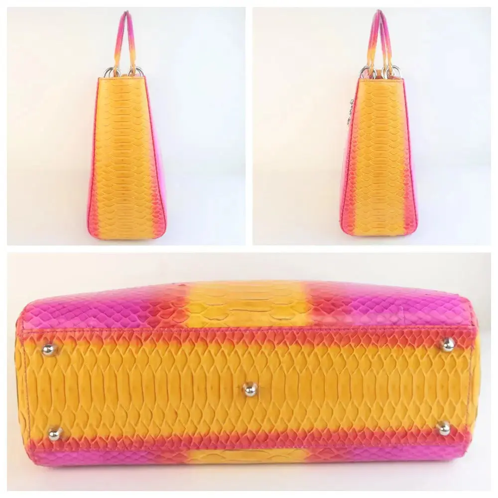 Dior Limited Edition Pink Python Lady Dior Large Shoulder Bag - Image 7