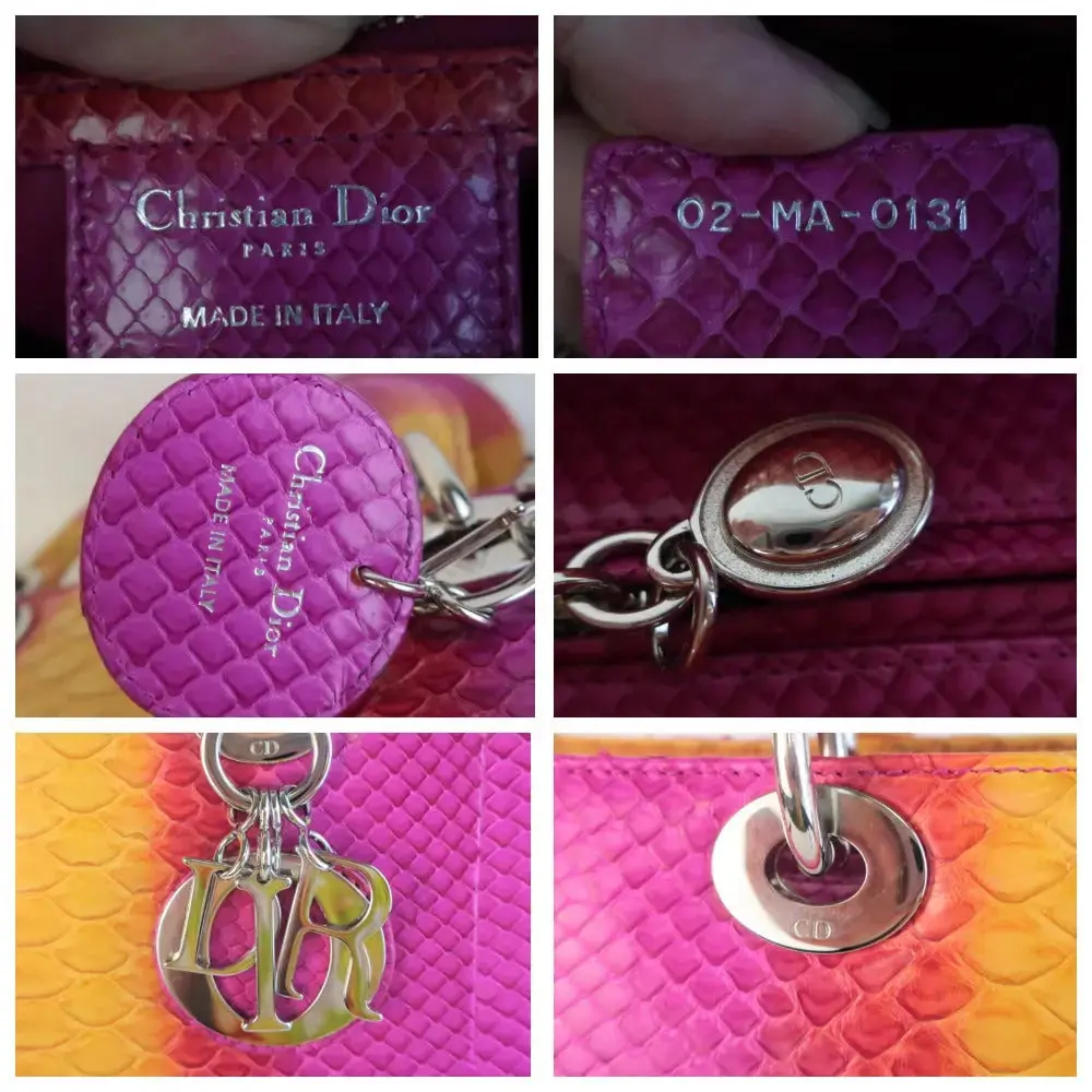 Dior Limited Edition Pink Python Lady Dior Large Shoulder Bag - Image 9