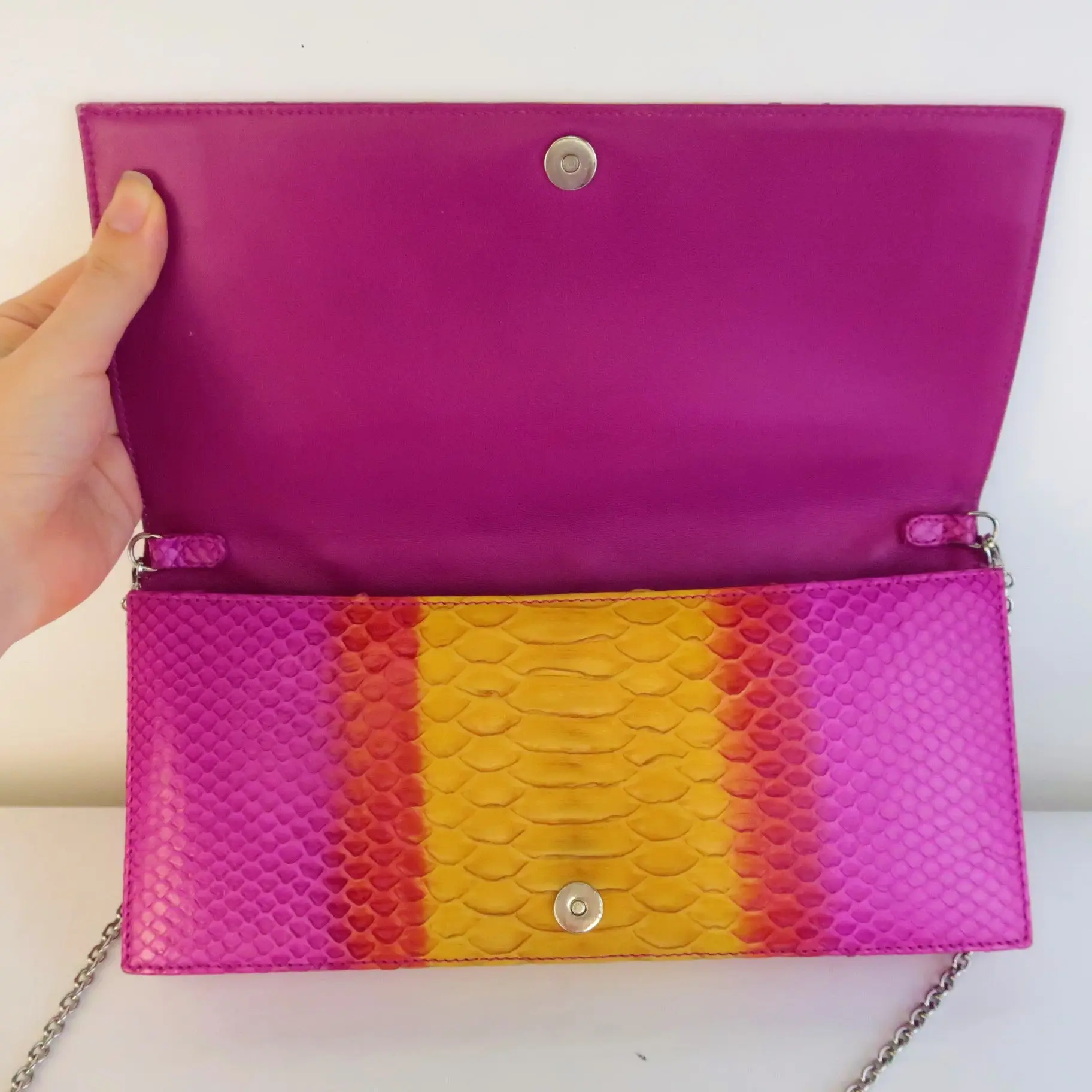 Dior Limited Edition Pink Python Leather Bag Clutch - Image 4