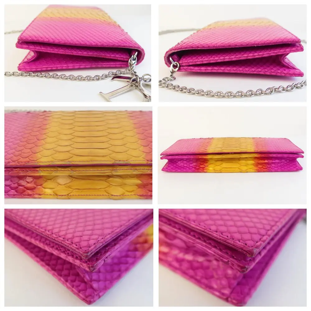 Dior Limited Edition Pink Python Leather Bag Clutch - Image 6