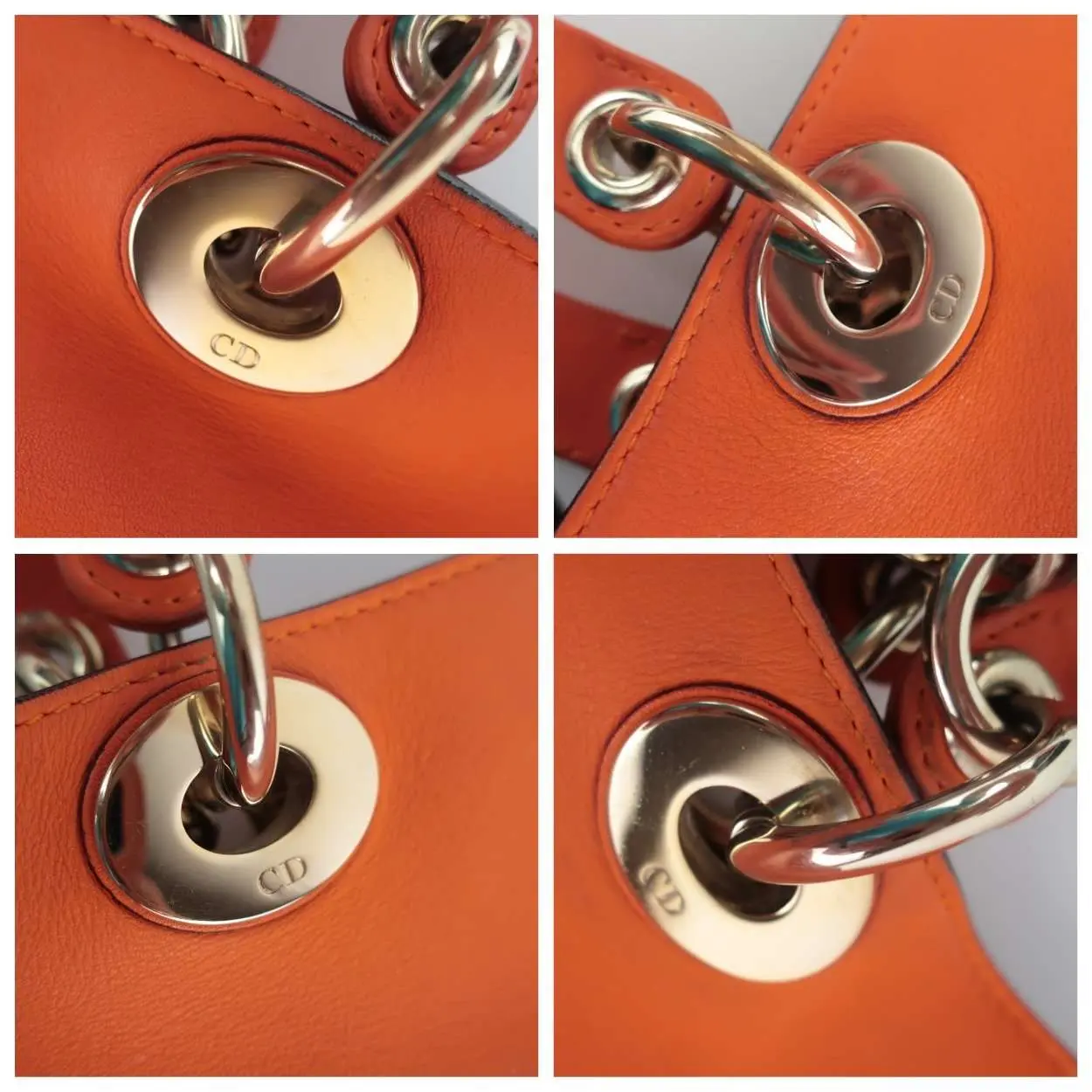 Dior Orange Calfskin Leather Diorissimo Large Tote Bag - Image 8
