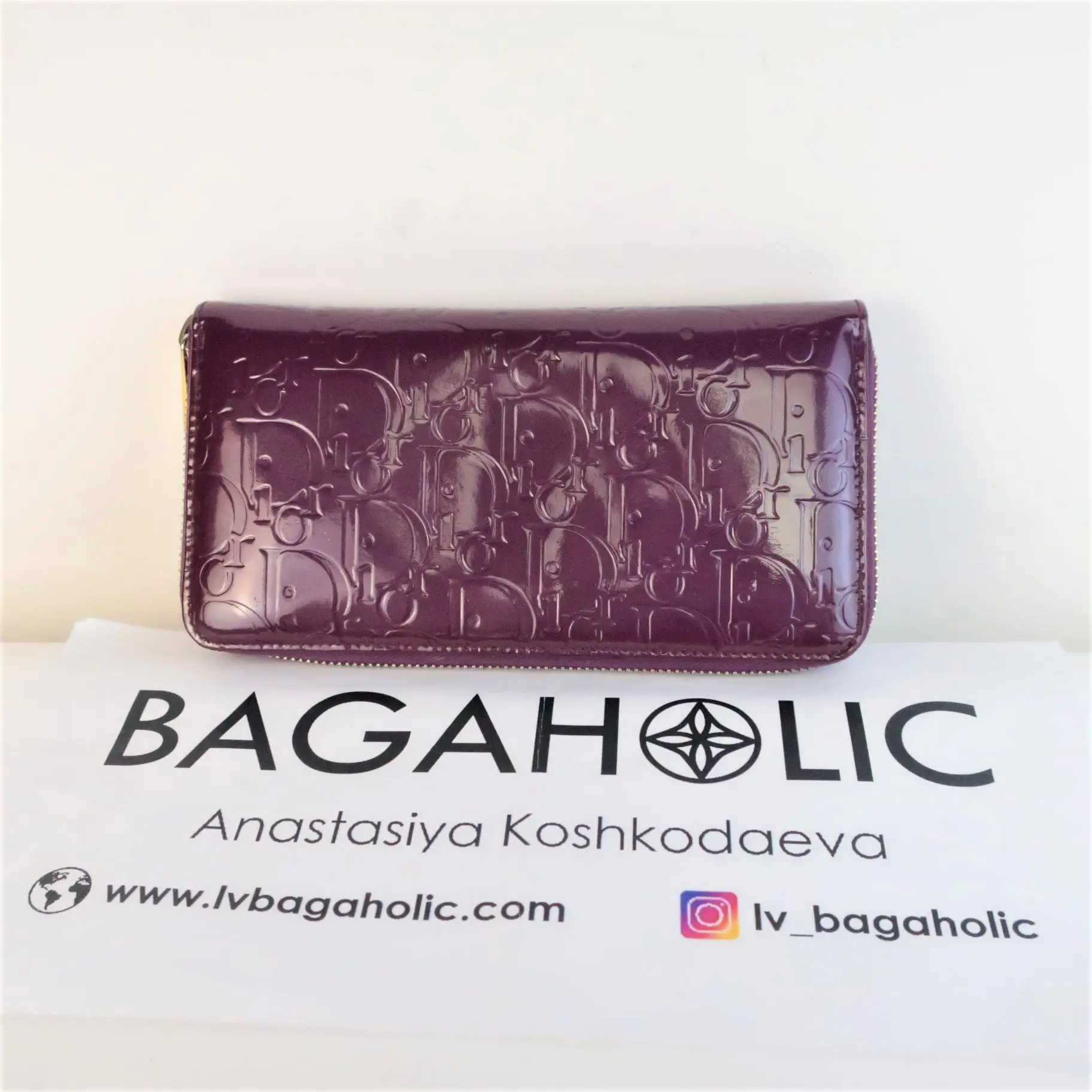 Dior Patent Leather Violet Wallet - Image 3