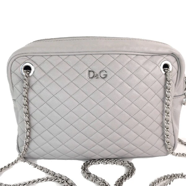 Dolce & Gabbana Light Grey Quilted Lily Glam Leather Bag