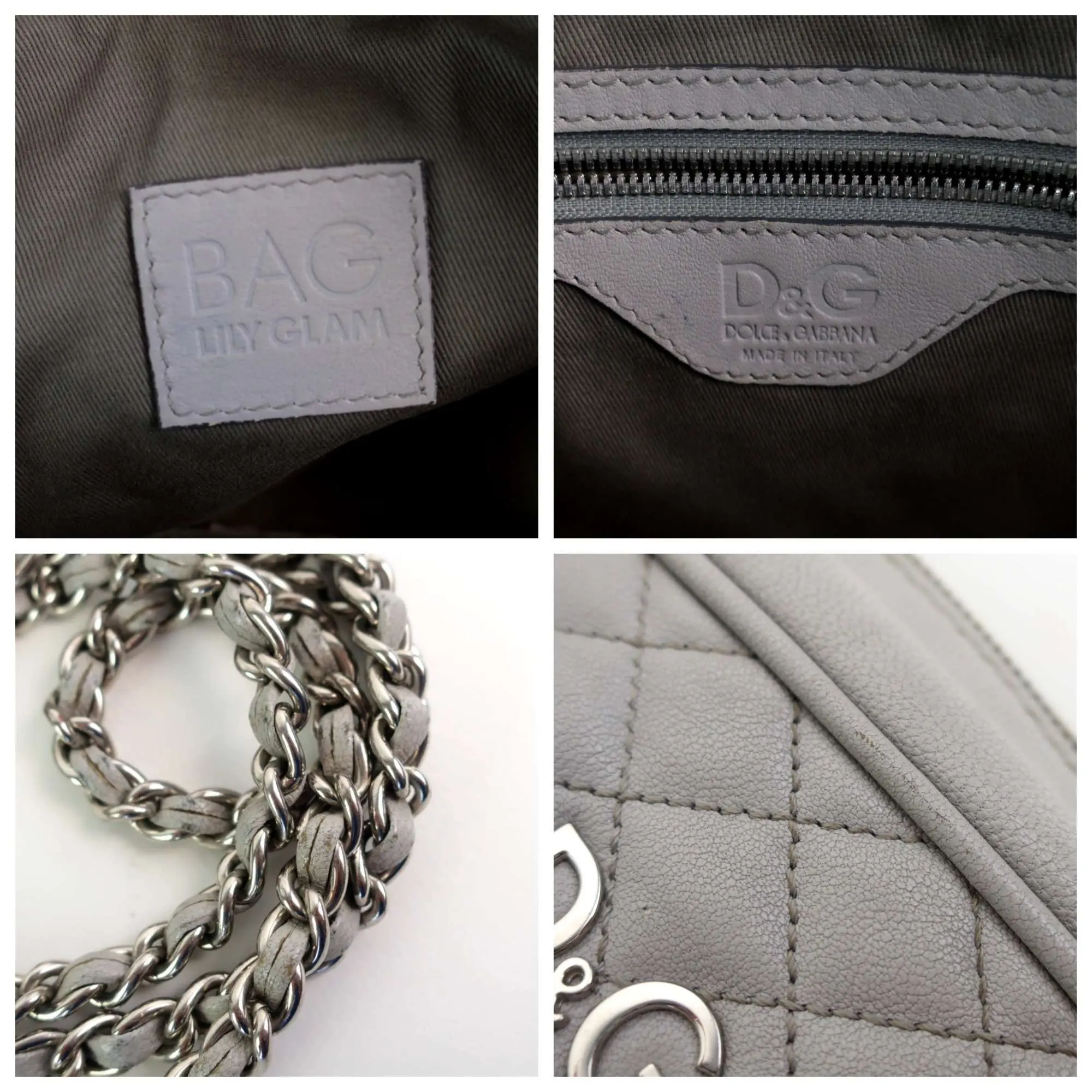Dolce & Gabbana Light Grey Quilted Lily Glam Leather Bag - Image 7