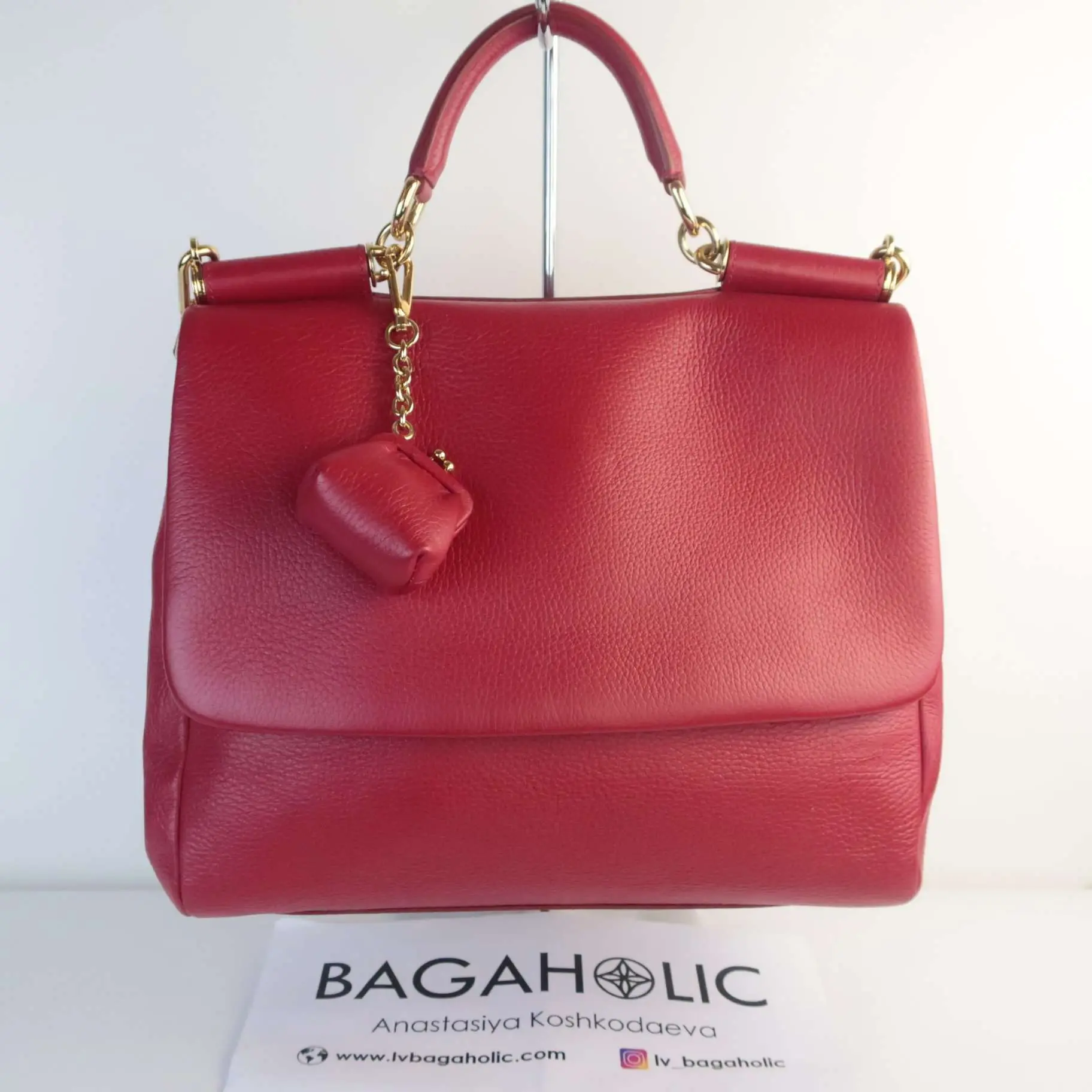 Dolce Gabbana Red Leather Soft Miss Sicily Bag - Image 3