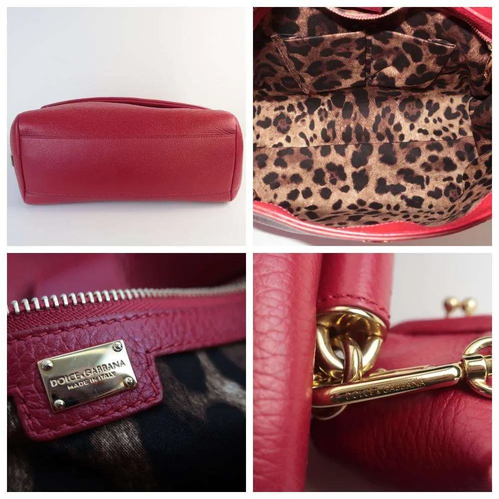 Dolce Gabbana Red Leather Soft Miss Sicily Bag - Image 8