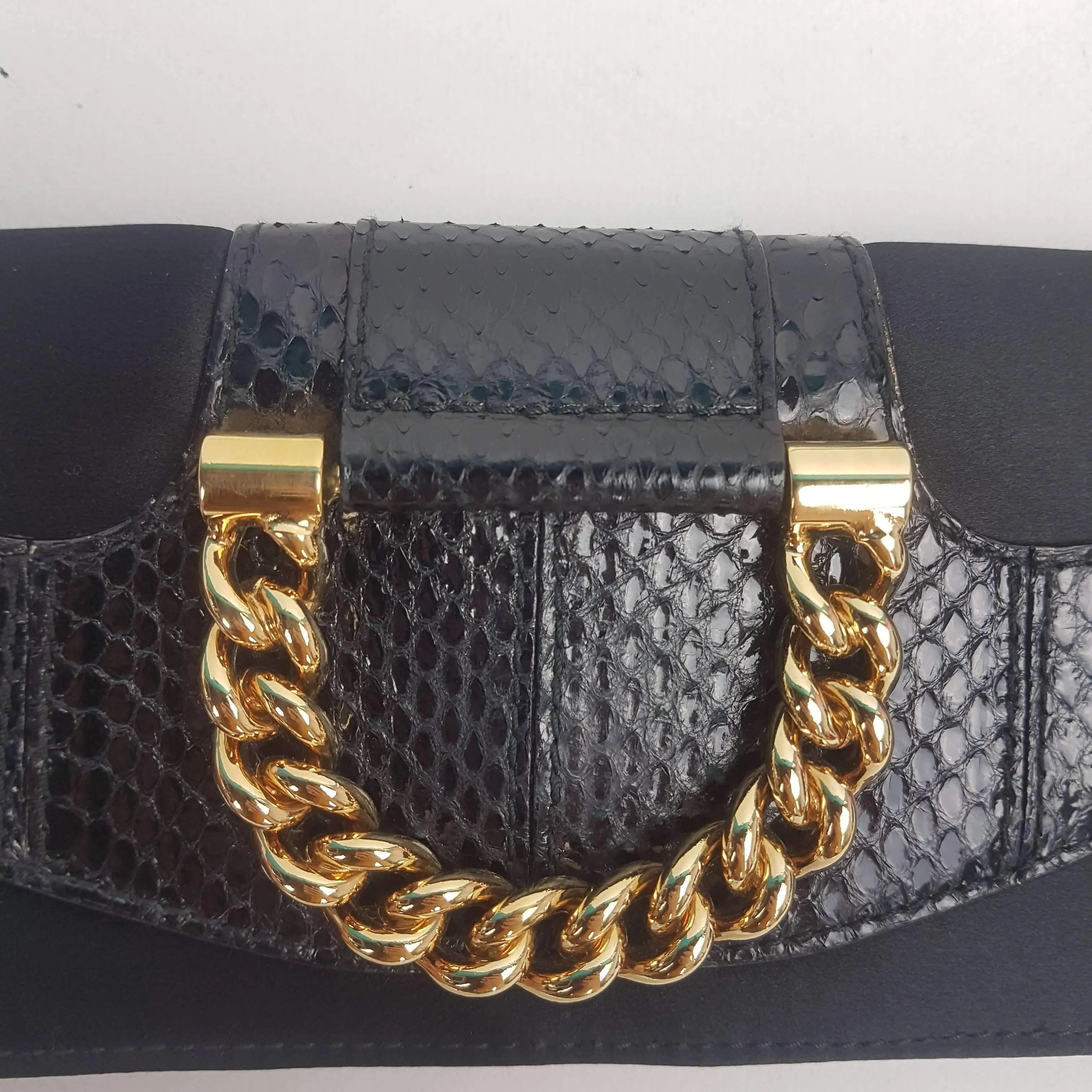 Dolce Gabbana Vintage Satin Snakeskin Crossbody Bag - Image 7