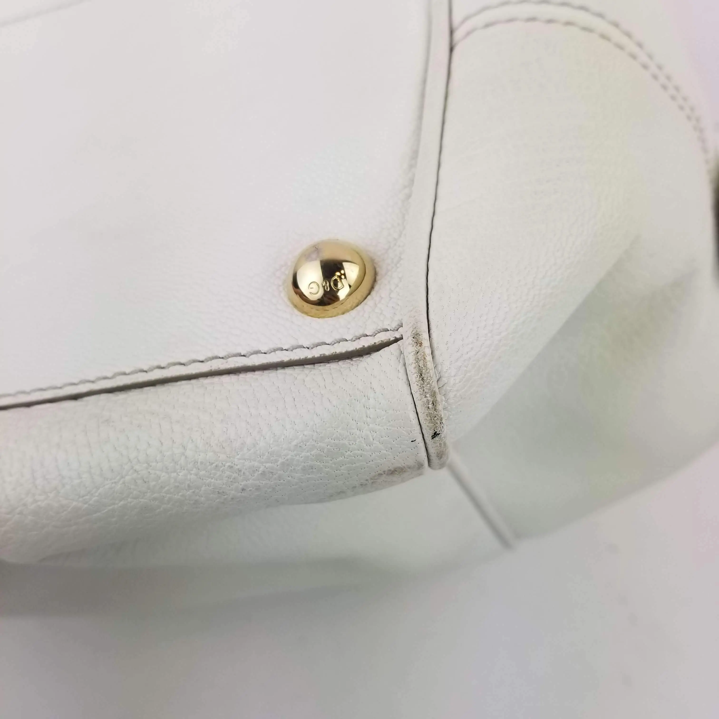 Dolce Gabbana White Goat Leather Large Handbag - Image 10