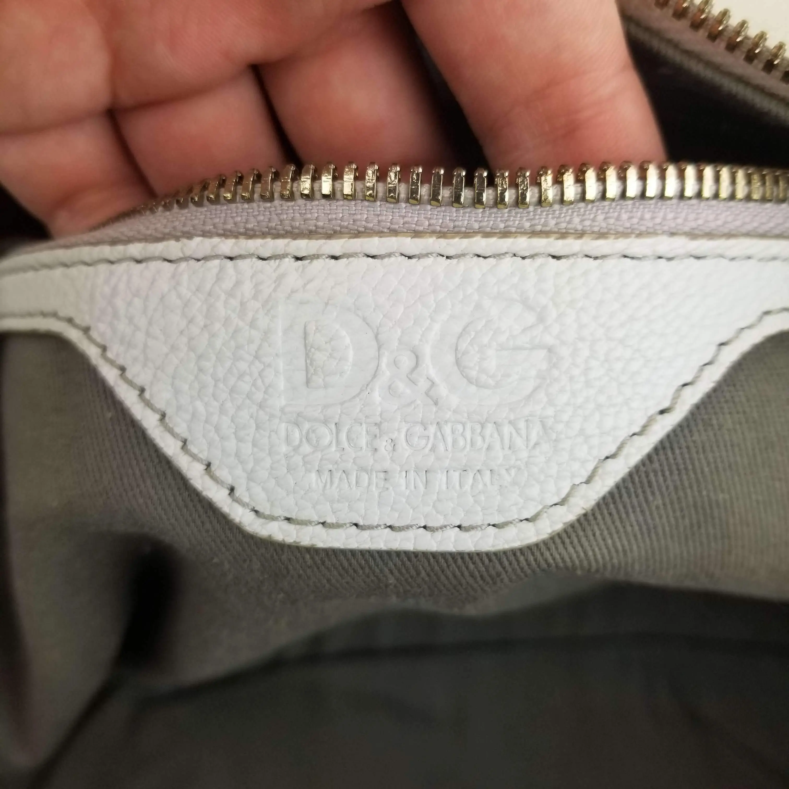 Dolce Gabbana White Goat Leather Large Handbag - Image 14