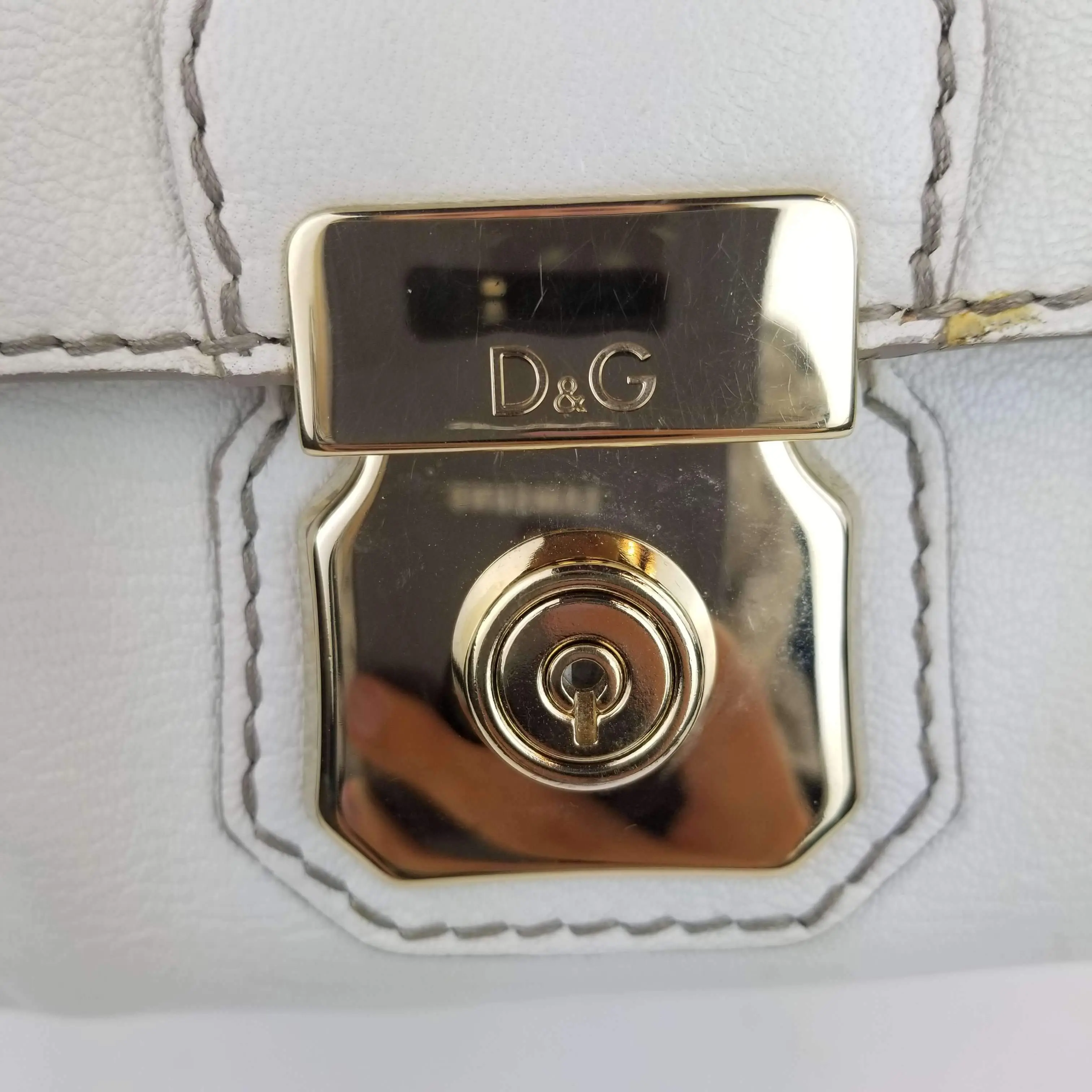 Dolce Gabbana White Goat Leather Large Handbag - Image 3